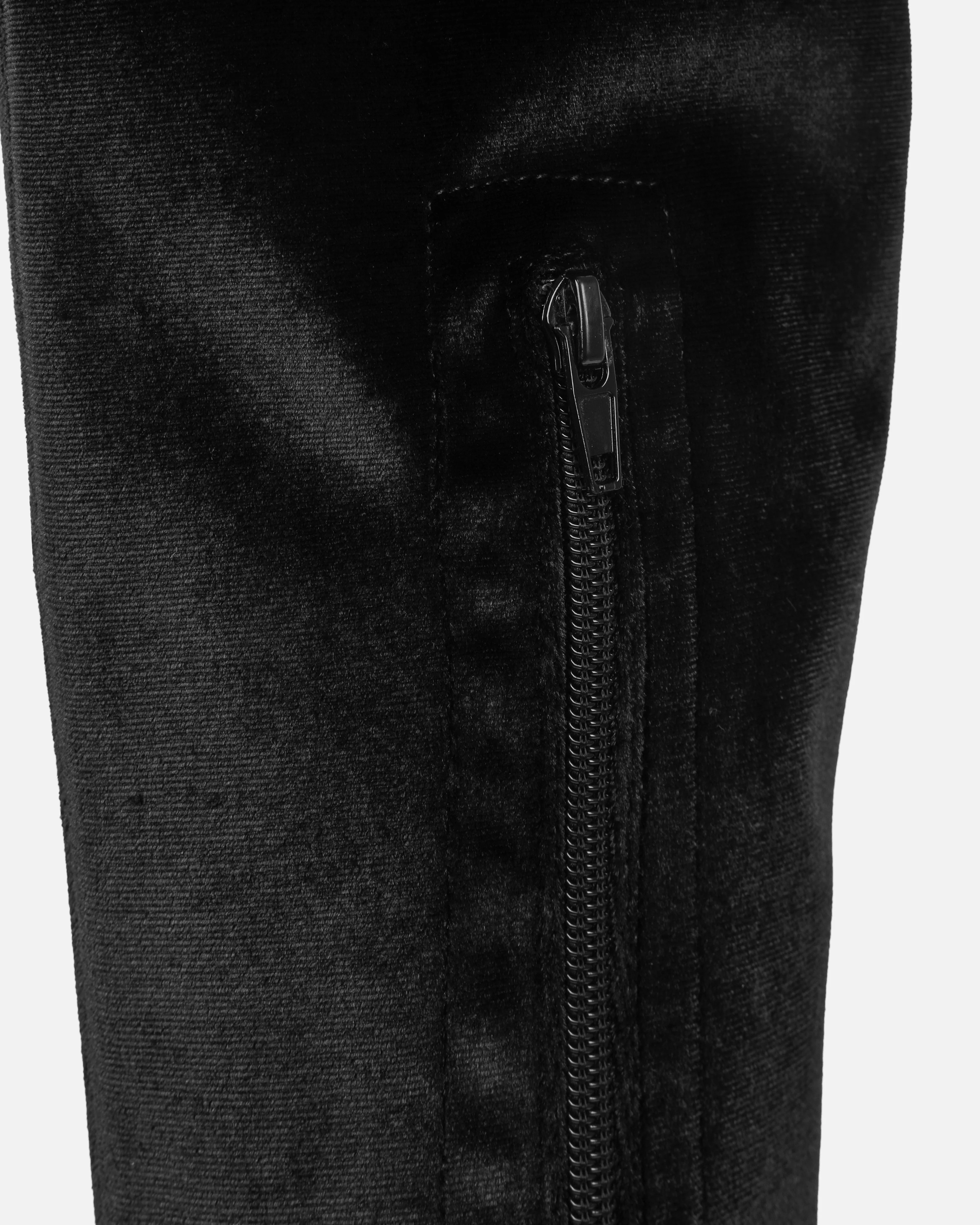 Addams Black Velvet Double Platform Thigh High Boots - Image 3