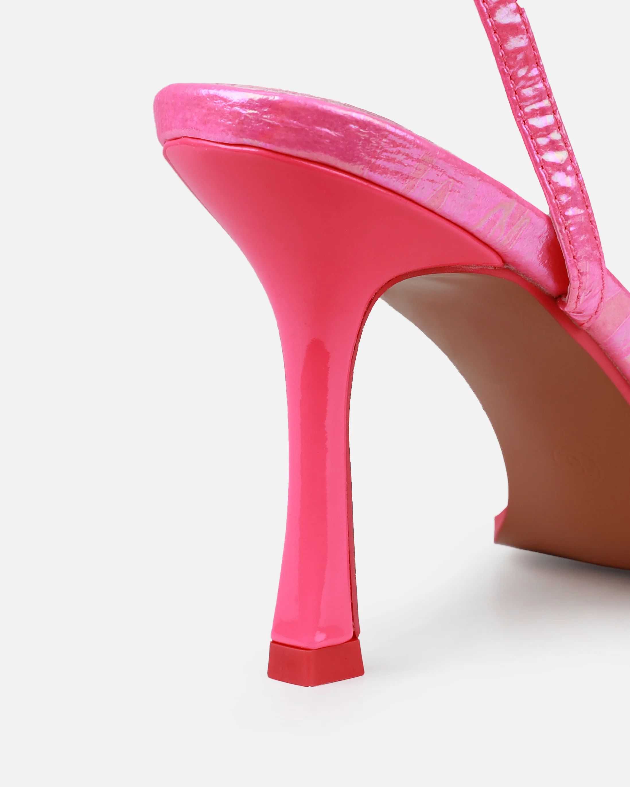 Aeros Pink Square Toe Strappy Stiletto Mid Heels - Image 3