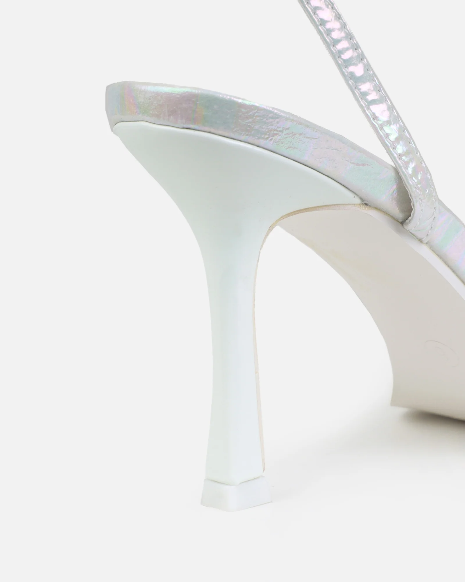 Aeros White Square Toe Strappy Stiletto Mid Heels - Image 3