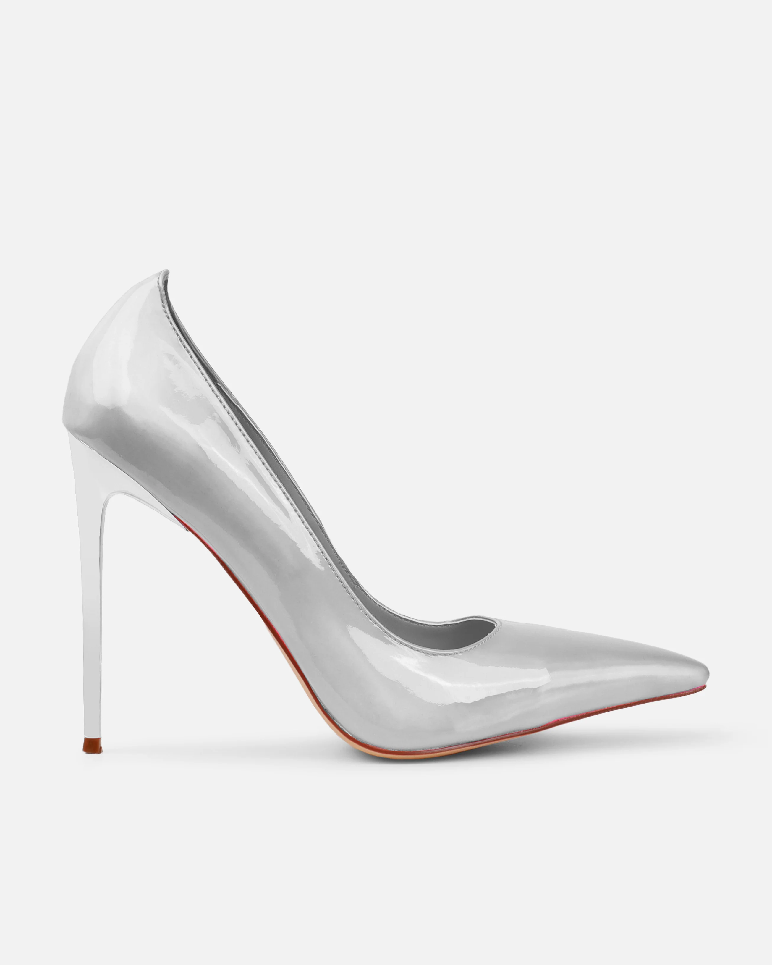 Agathia Silver Mirror Stiletto Court Heels - Image 2