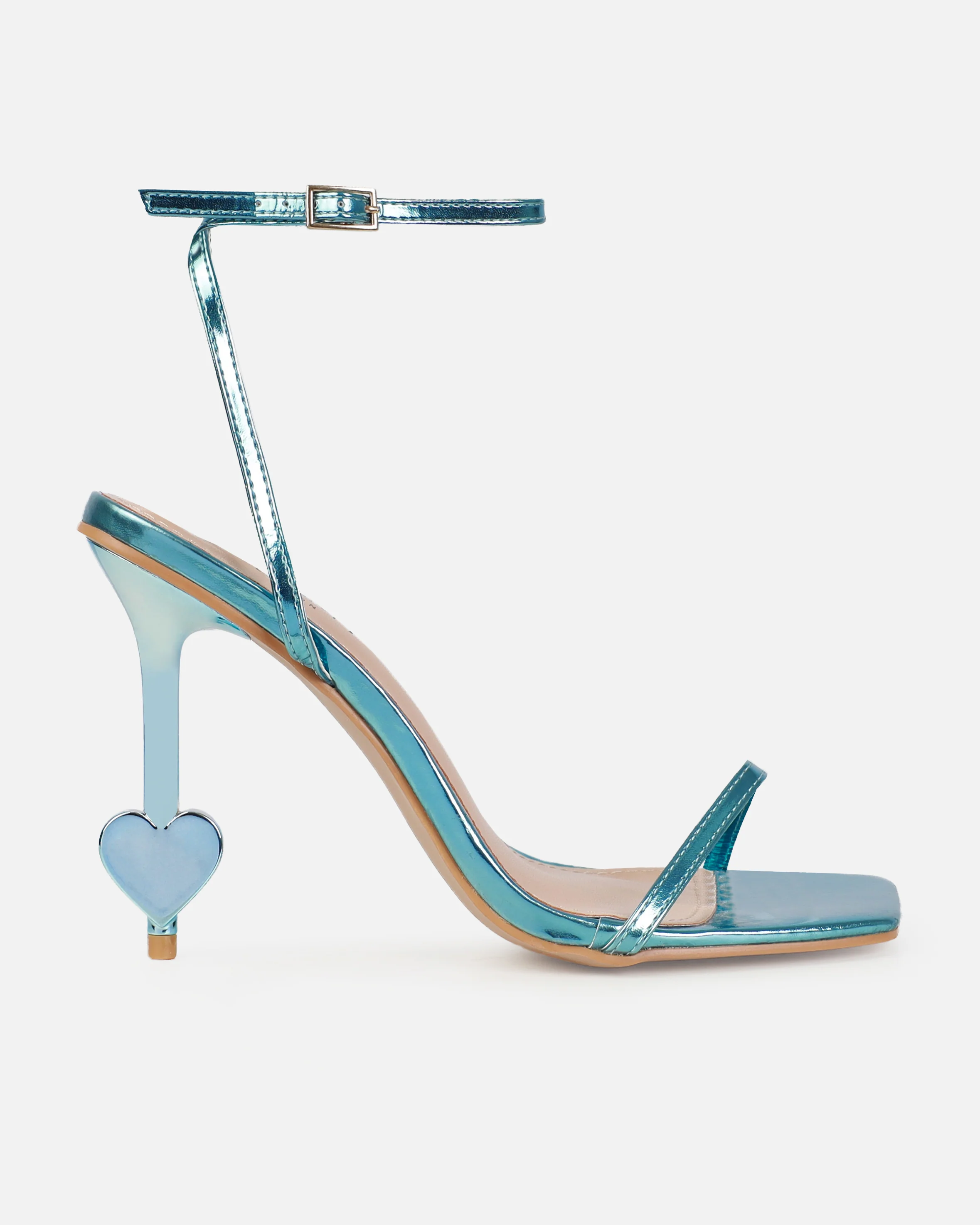 Aiko Blue Metallic Stiletto Heart Heels - Image 2