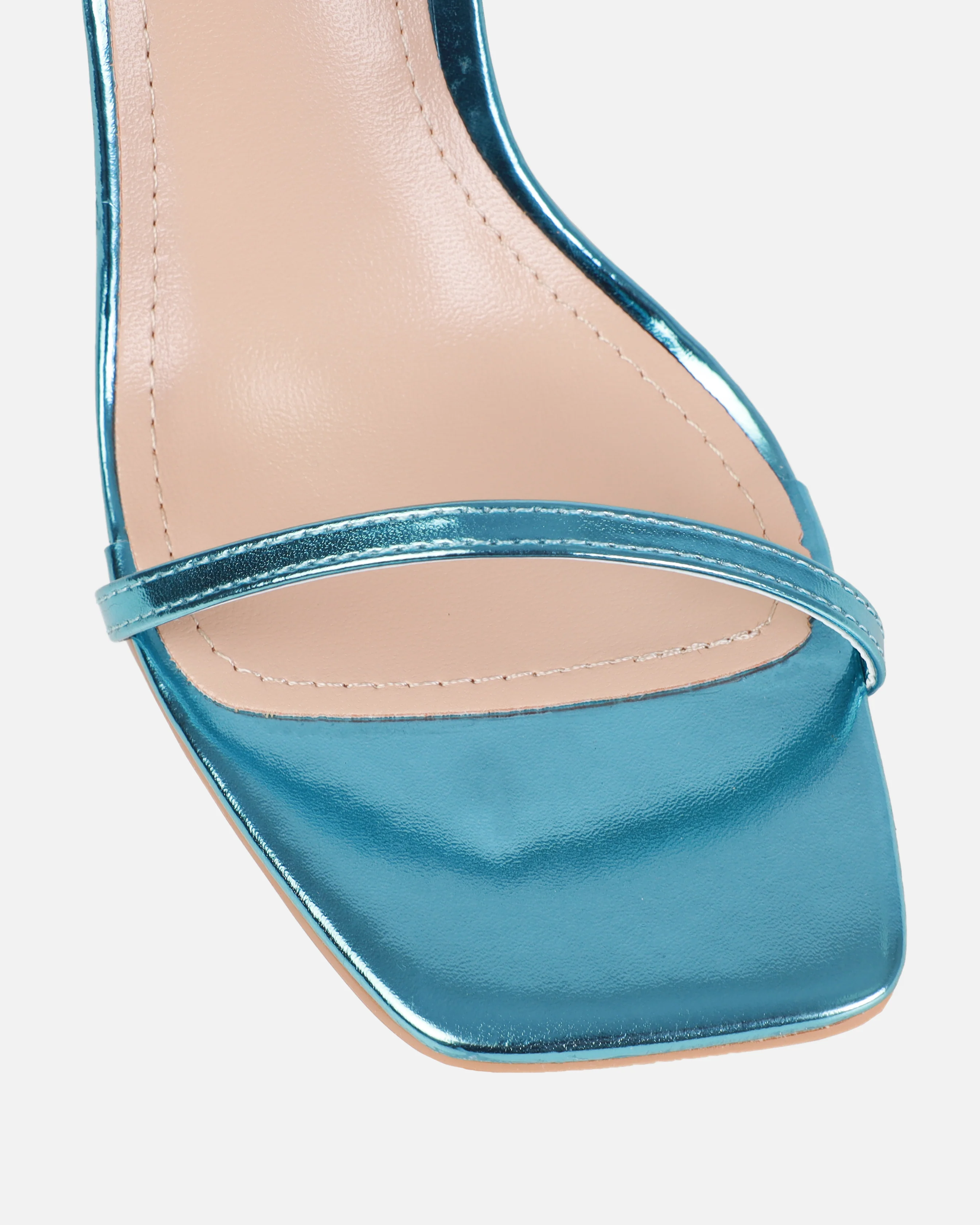 Aiko Blue Metallic Stiletto Heart Heels - Image 4