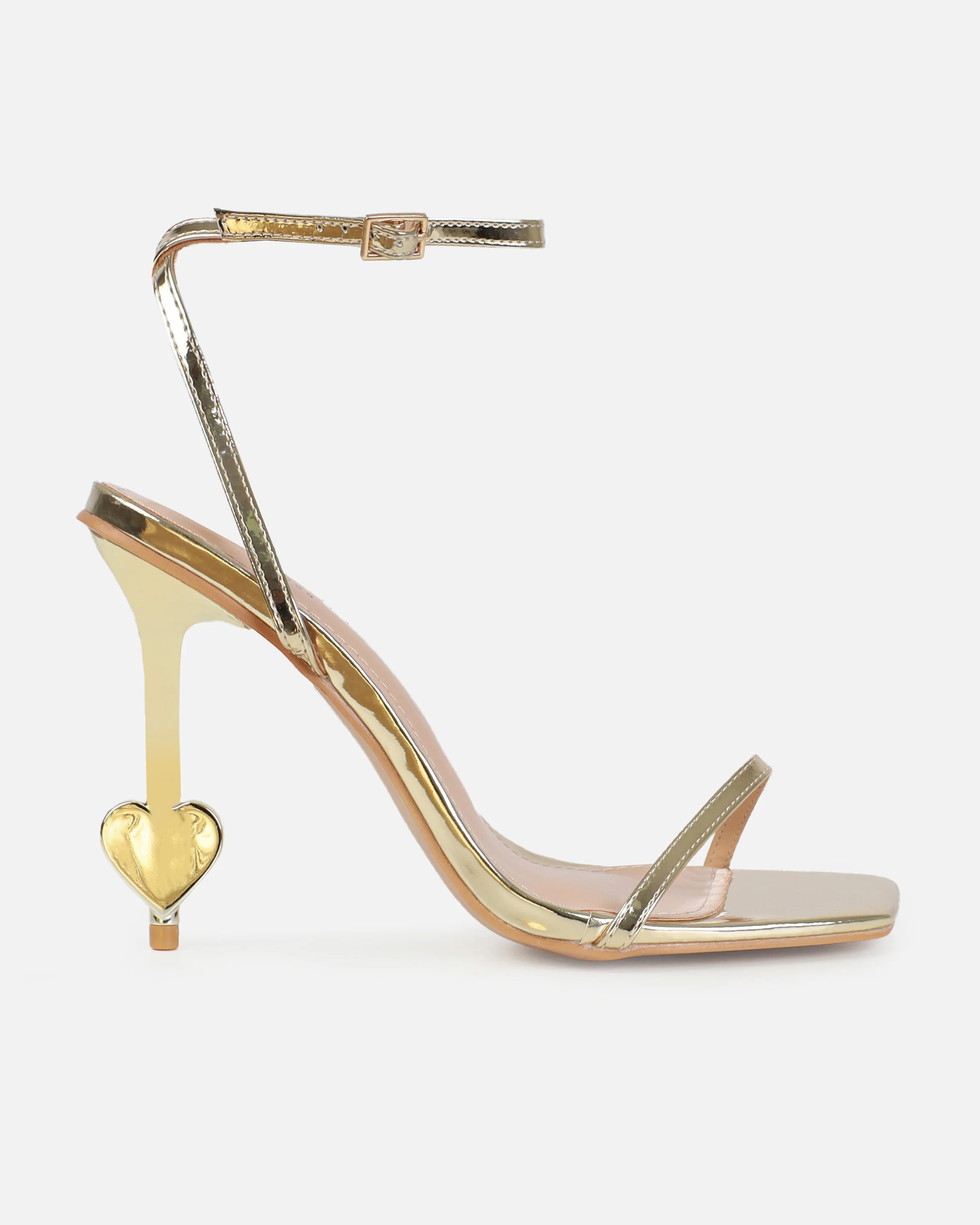 Aiko Gold Mirror Stiletto Heart Heels - Image 2