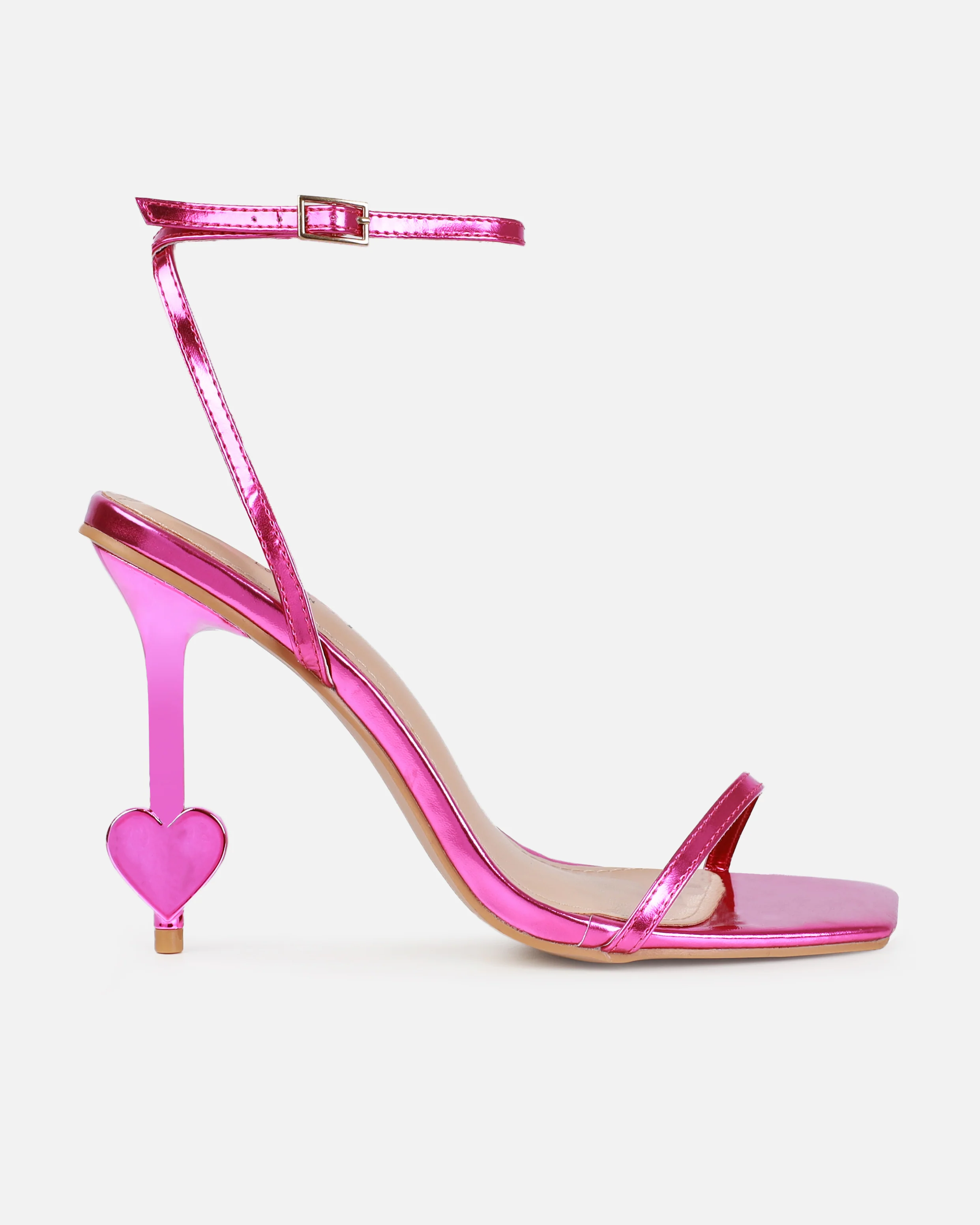 Aiko Pink Metallic Stiletto Heart Heels - Image 2