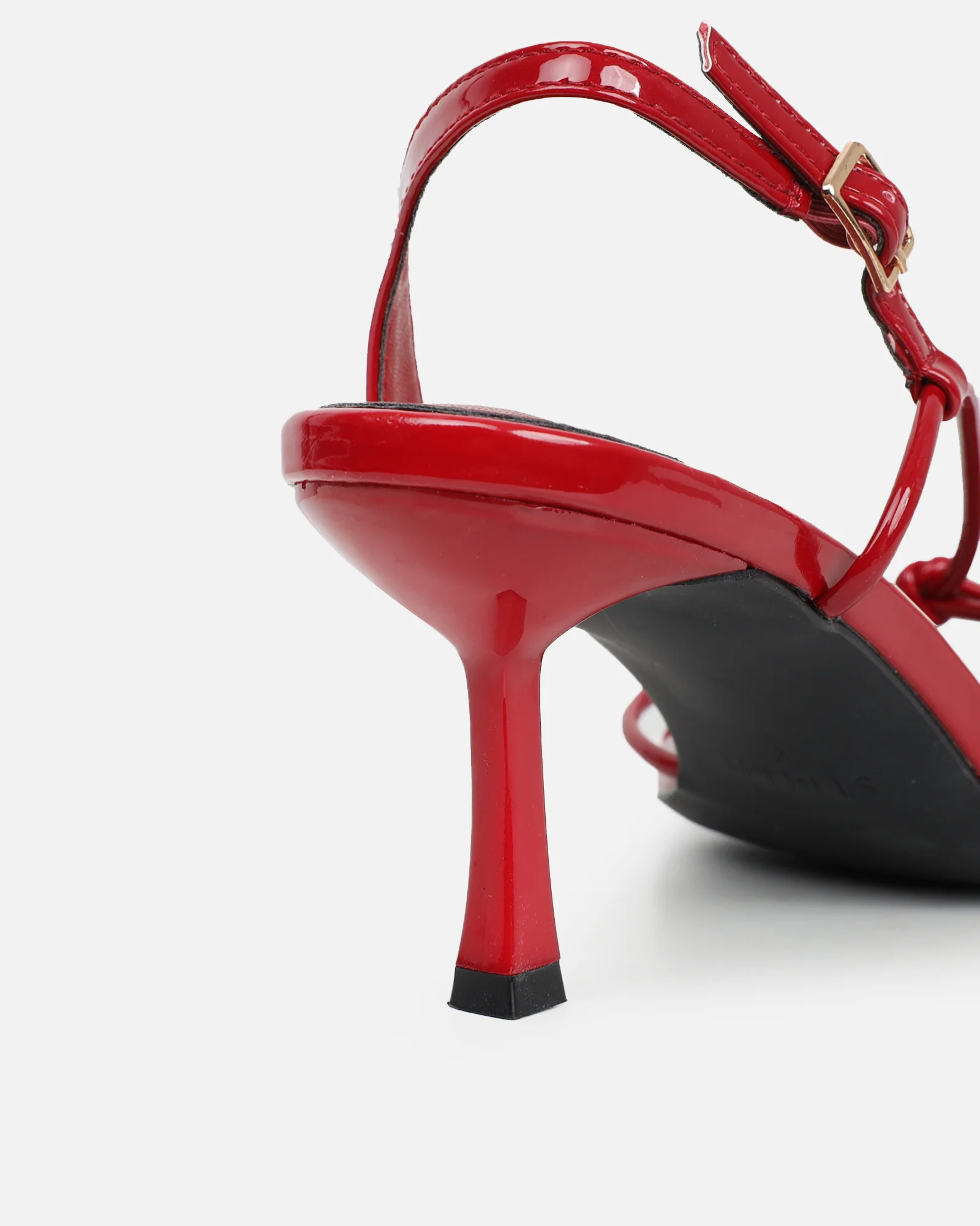 Aixa Burgundy Patent Strappy Knot Heeled Sandals - Image 3