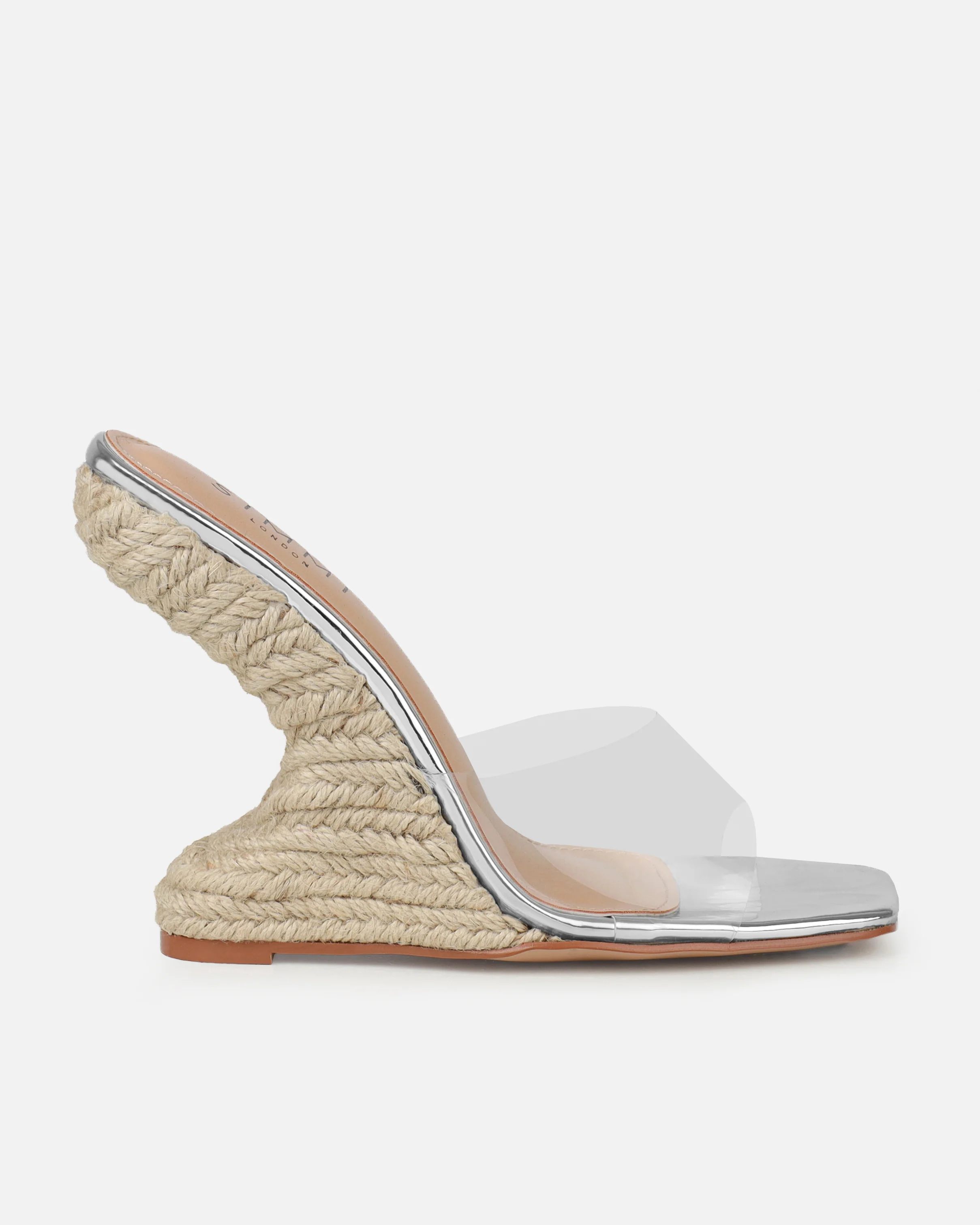 Ajayne Silver Clear Espadrille Mule Wedges - Image 2