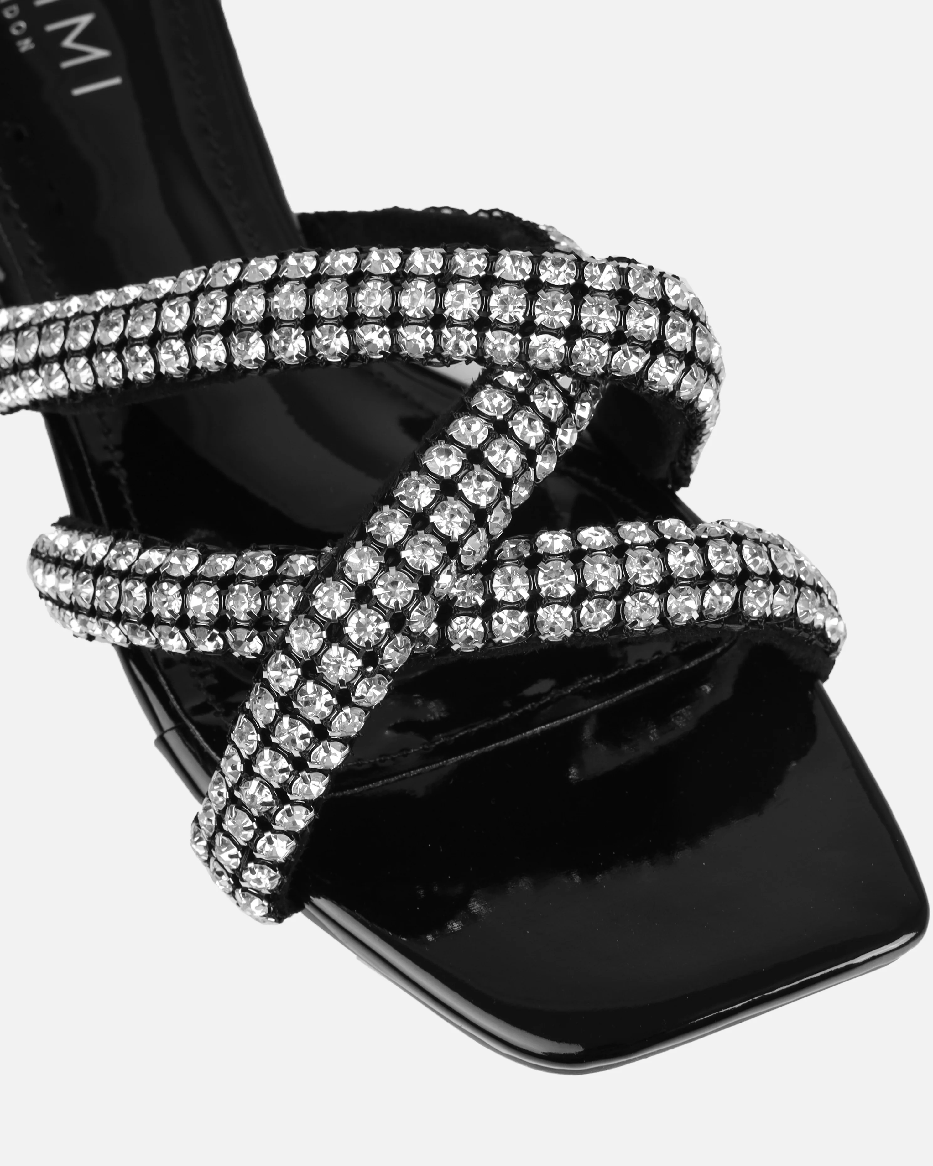Akari Black Diamante Crossover Straps Flat Sandals - Image 4