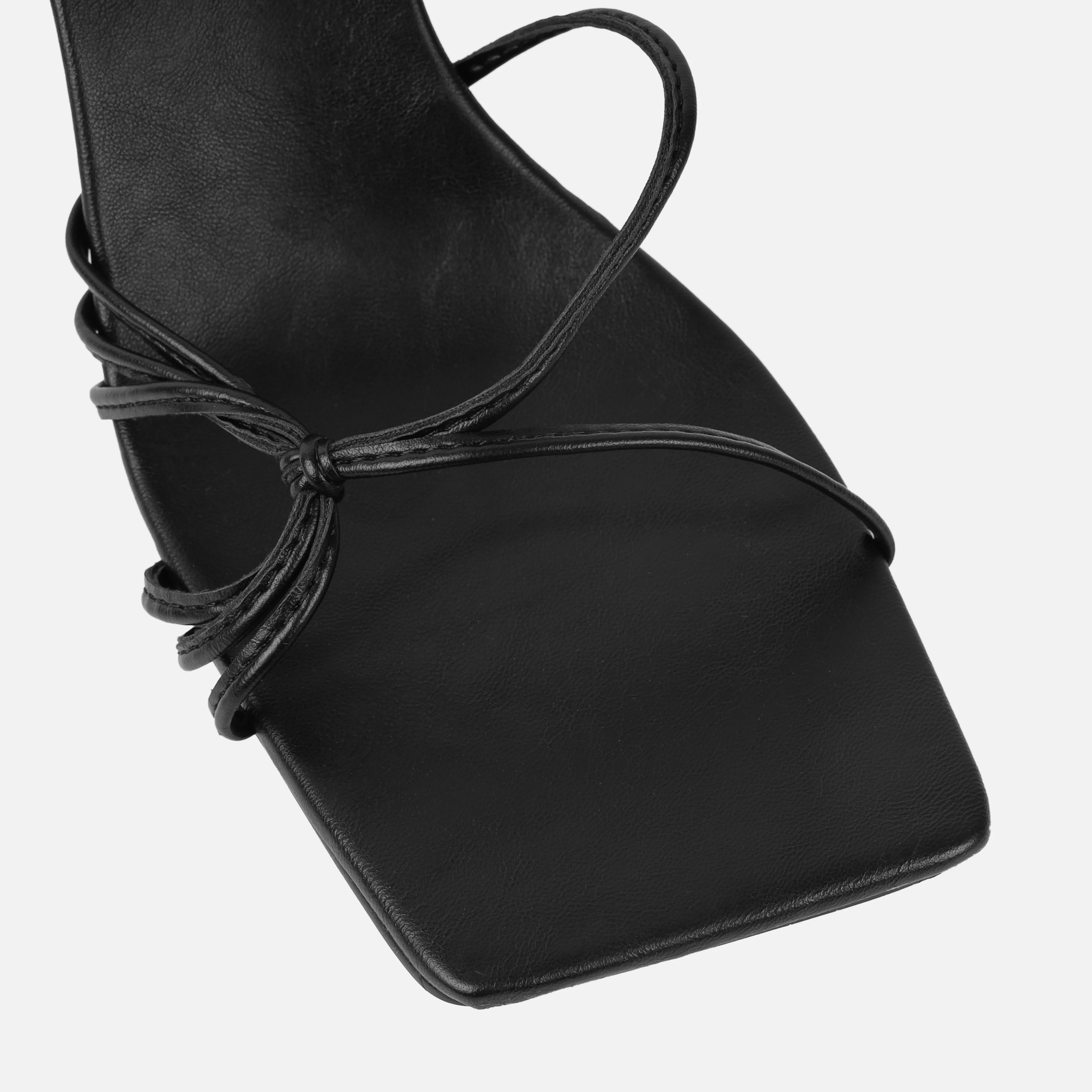 Alami Wide Fit Black Lace Up Mid Heels - Image 2