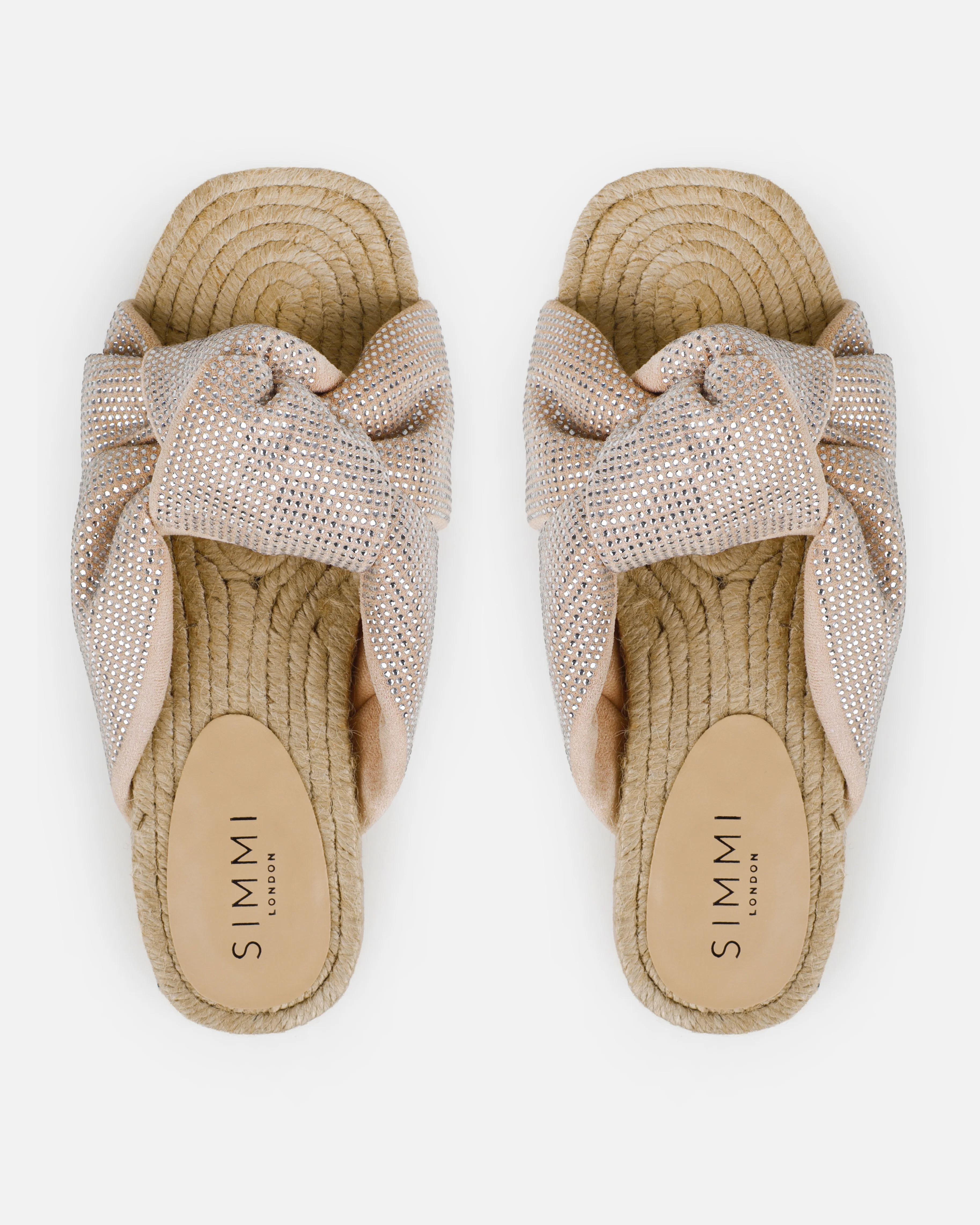 Alazne Nude Diamante Knot Espadrille Flat Sandals - Image 3