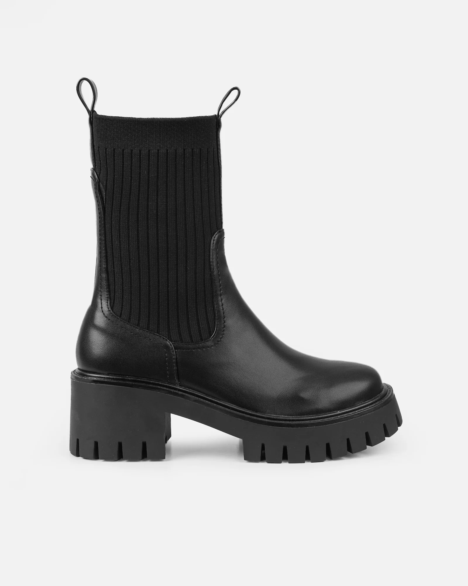 Albie Black Chunky Knitted Ankle Boots - Image 2