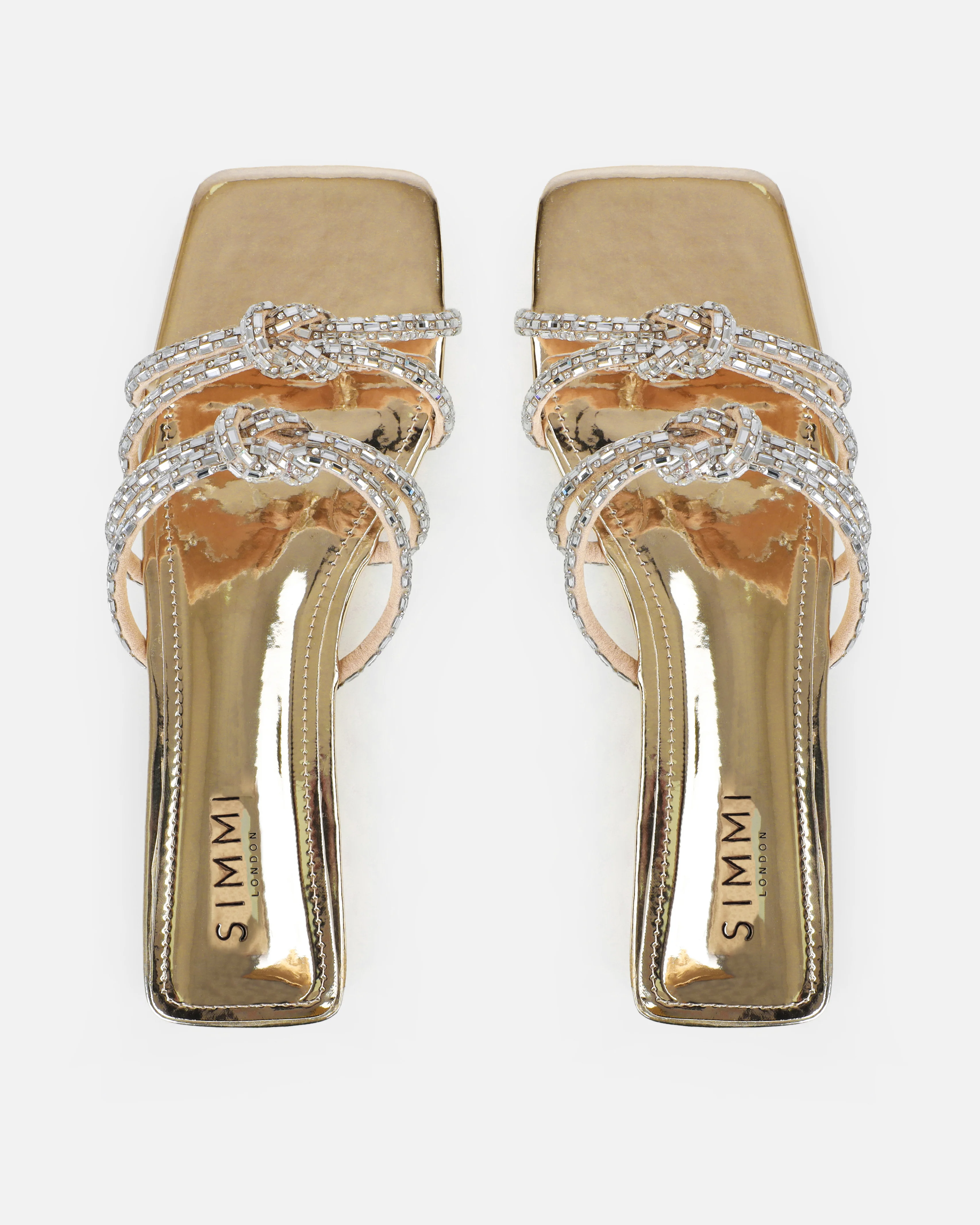 Aliano Gold Patent Diamante Flat Sandals - Image 3