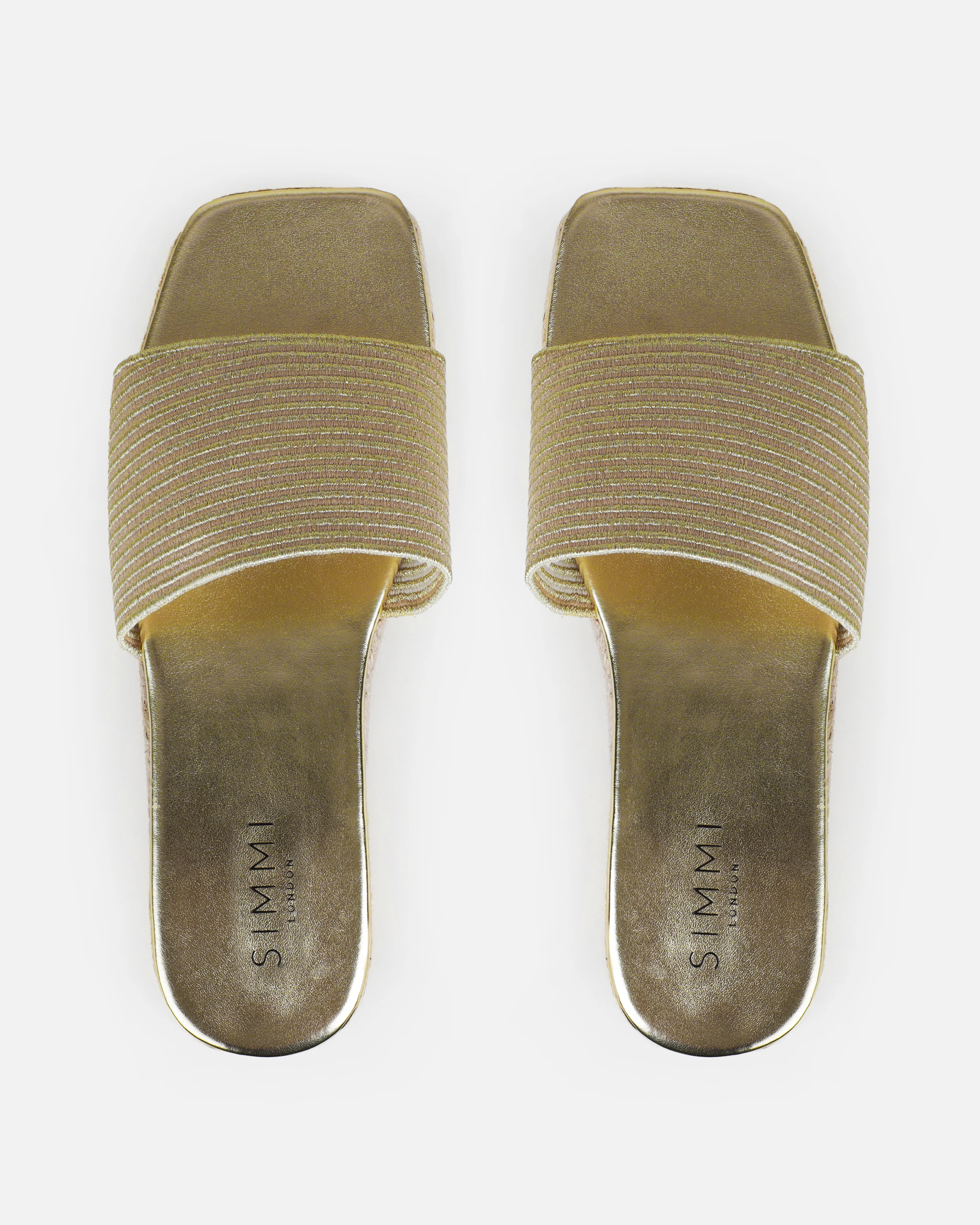 Alohi Beige Embroidered Espadrille Flatform Slides - Image 3