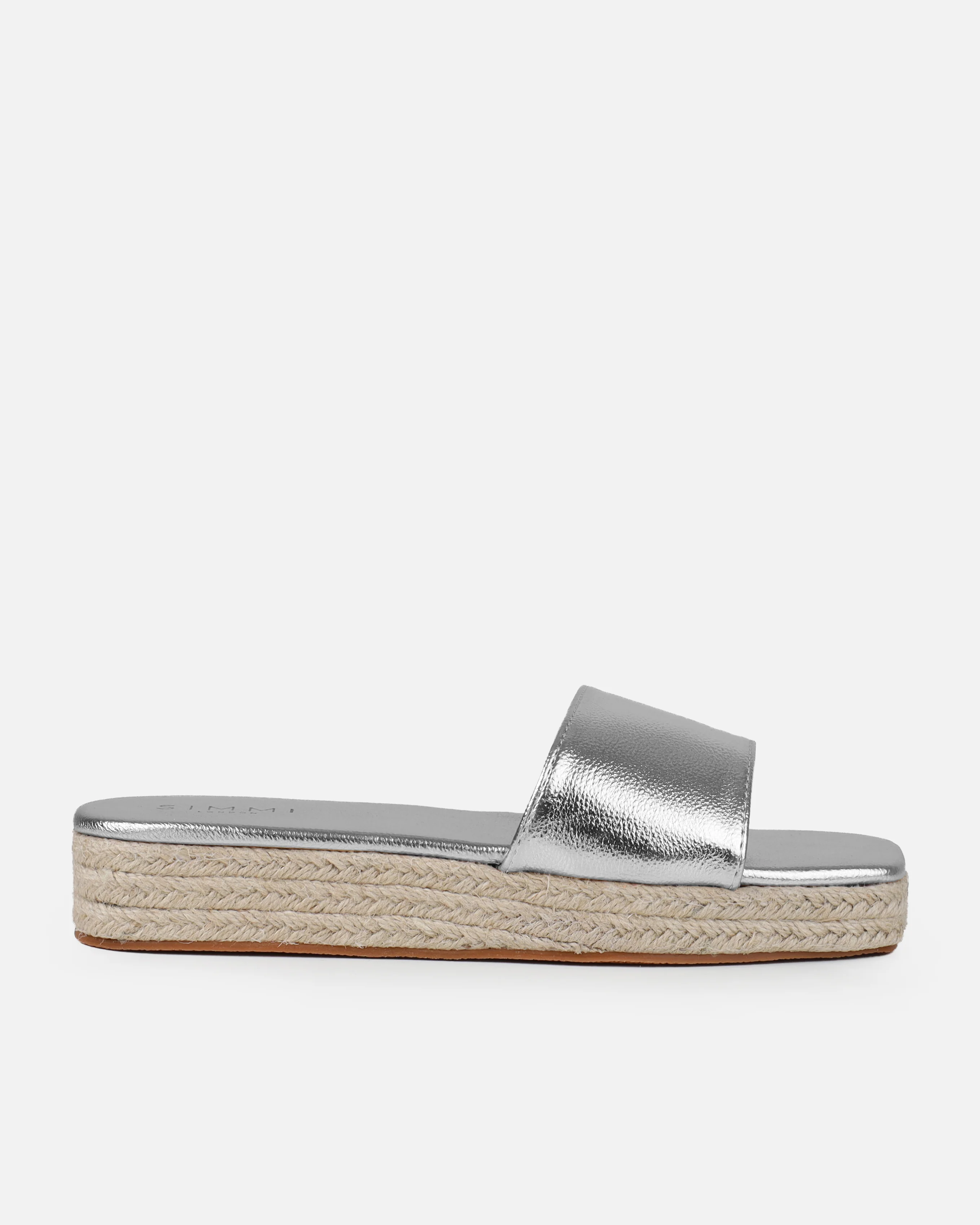 Alohi Silver Cracked Espadrille Flatform Slides - Image 2