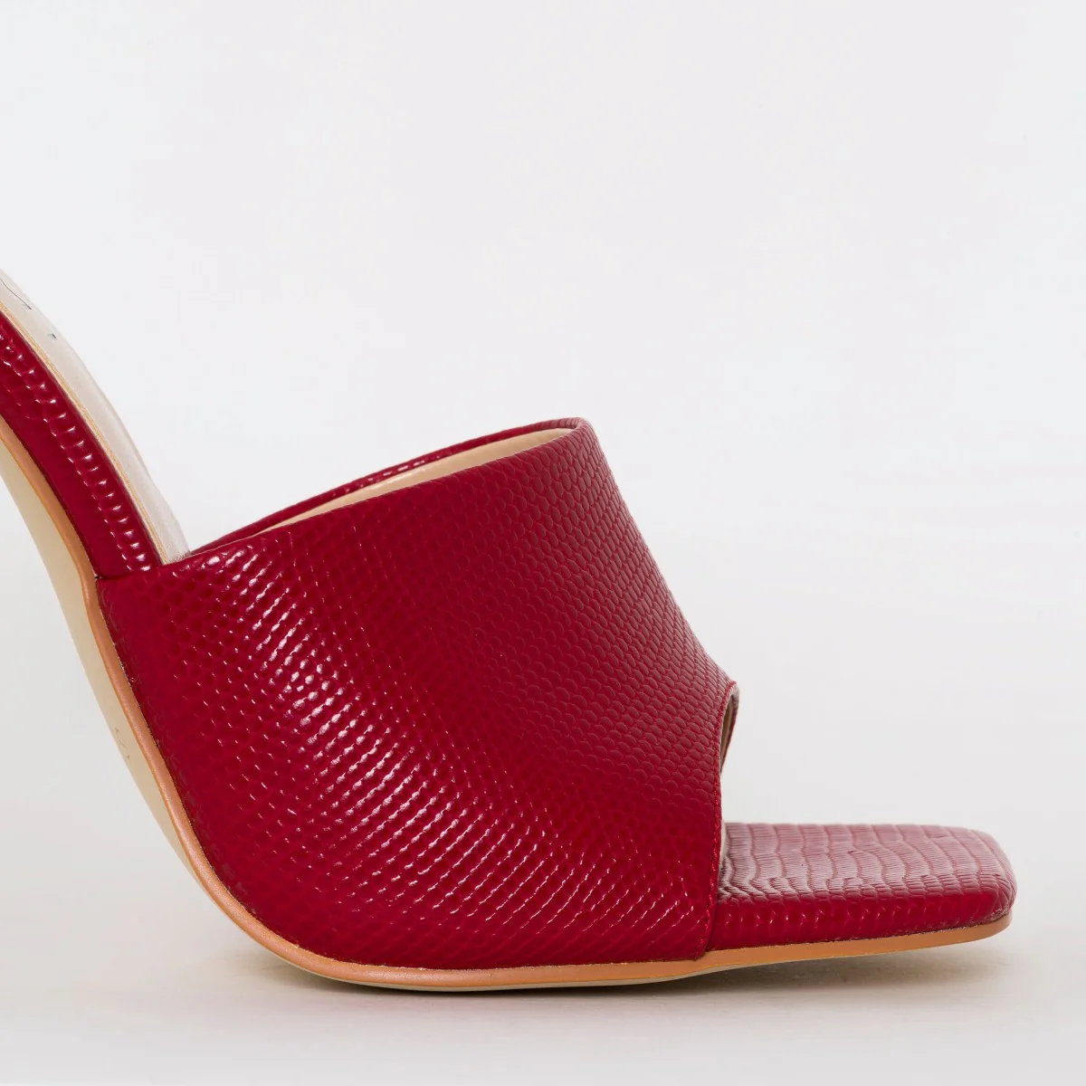 Amalie Red Snake Print Stiletto Mule Heels - Image 4