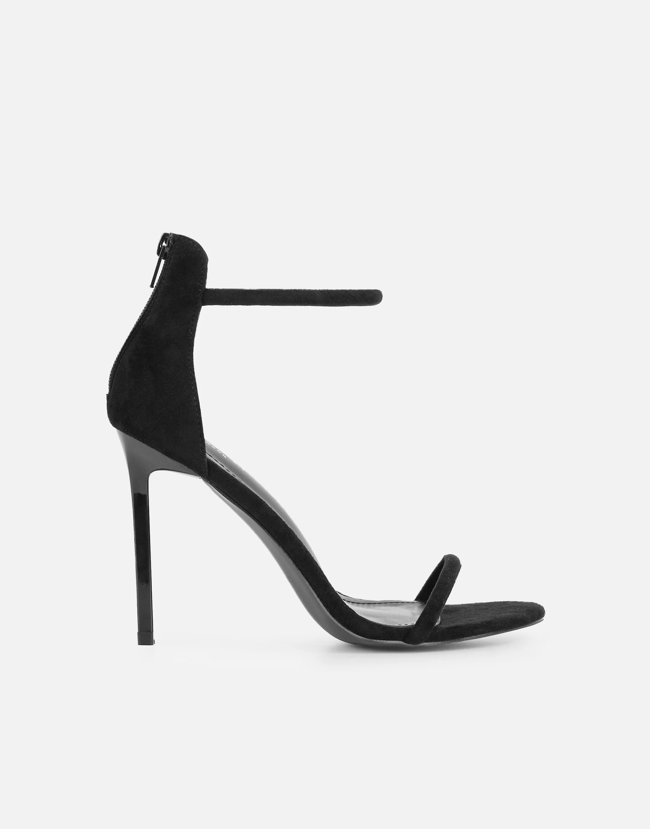 Amari Black Suede Barely There Heeled Sandals - Image 2