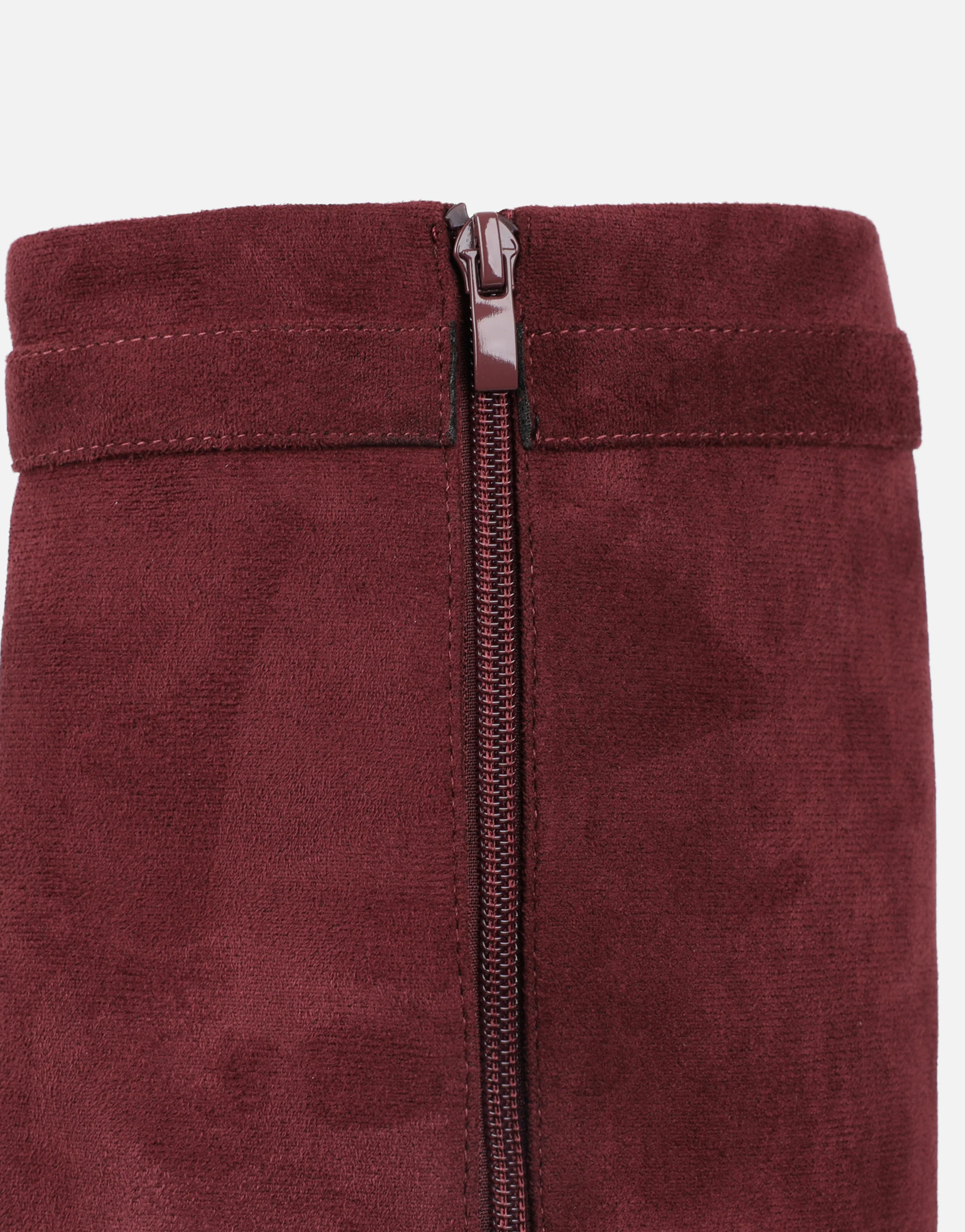 Anais Burgundy Microfibre Foldover Buckle Detail Heeled Boots - Image 3