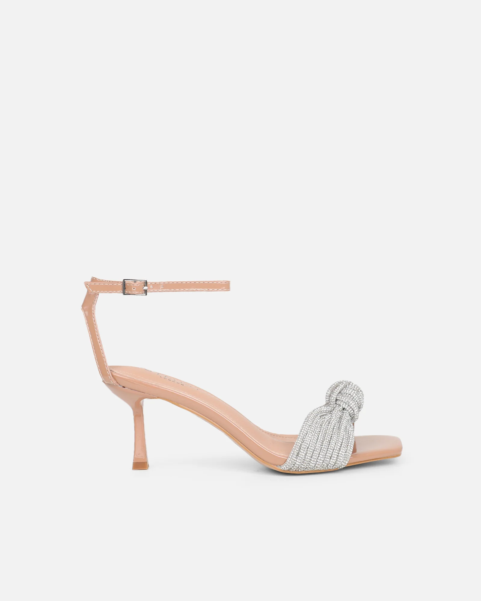Anha Nude Patent Diamante Knot Heeled Sandals - Image 2