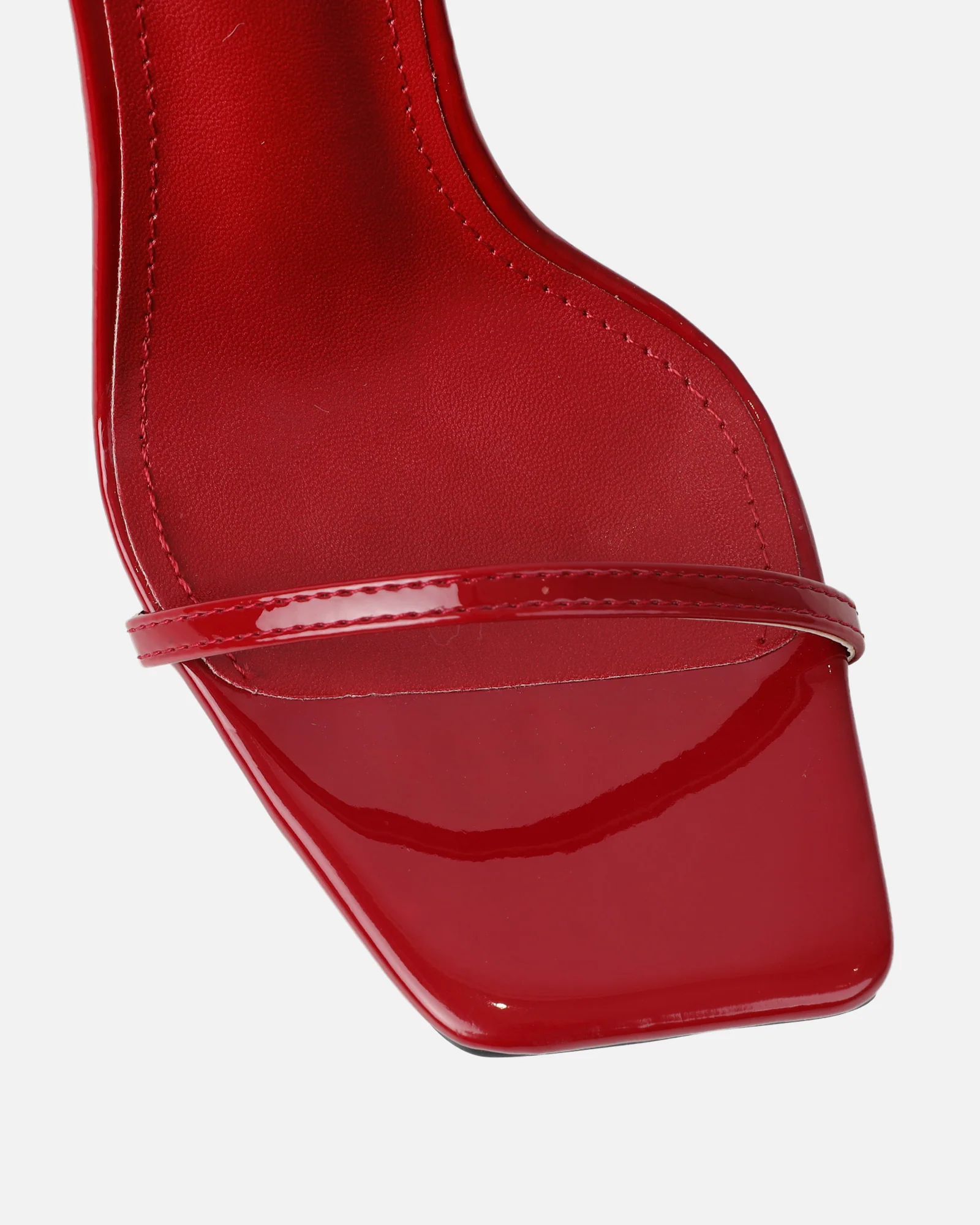 Apple Dark Red Patent Flared Heeled Sandals - Image 4