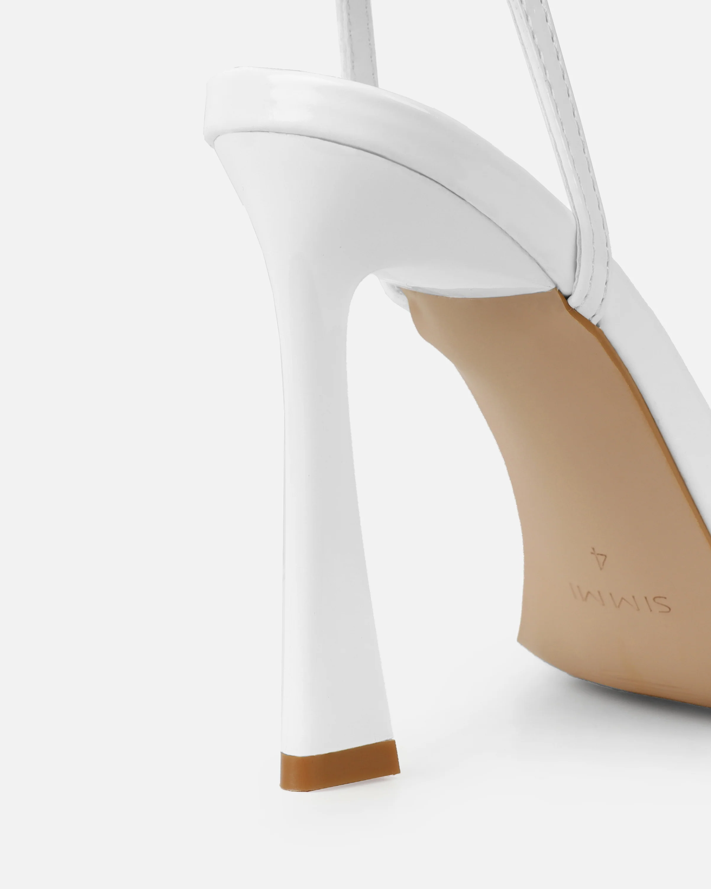 Apple White Patent Flared Heeled Sandals - Image 3