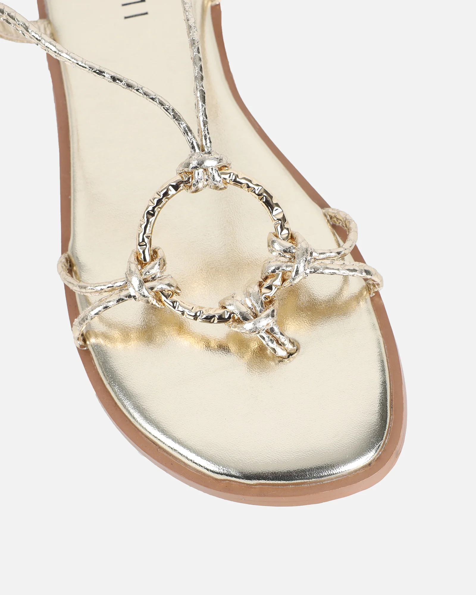 Bari Gold Mirror Tie Up Gold Detail Sandals - Image 4