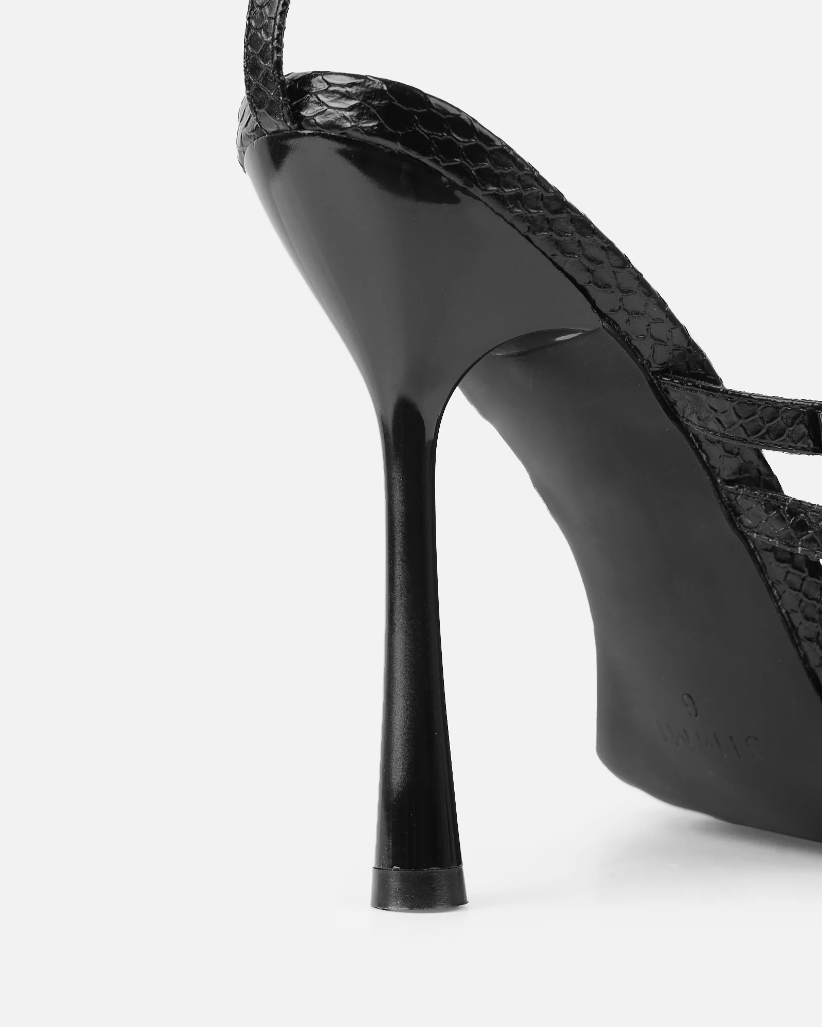 Beach Black Faux Snake High Heels - Image 3
