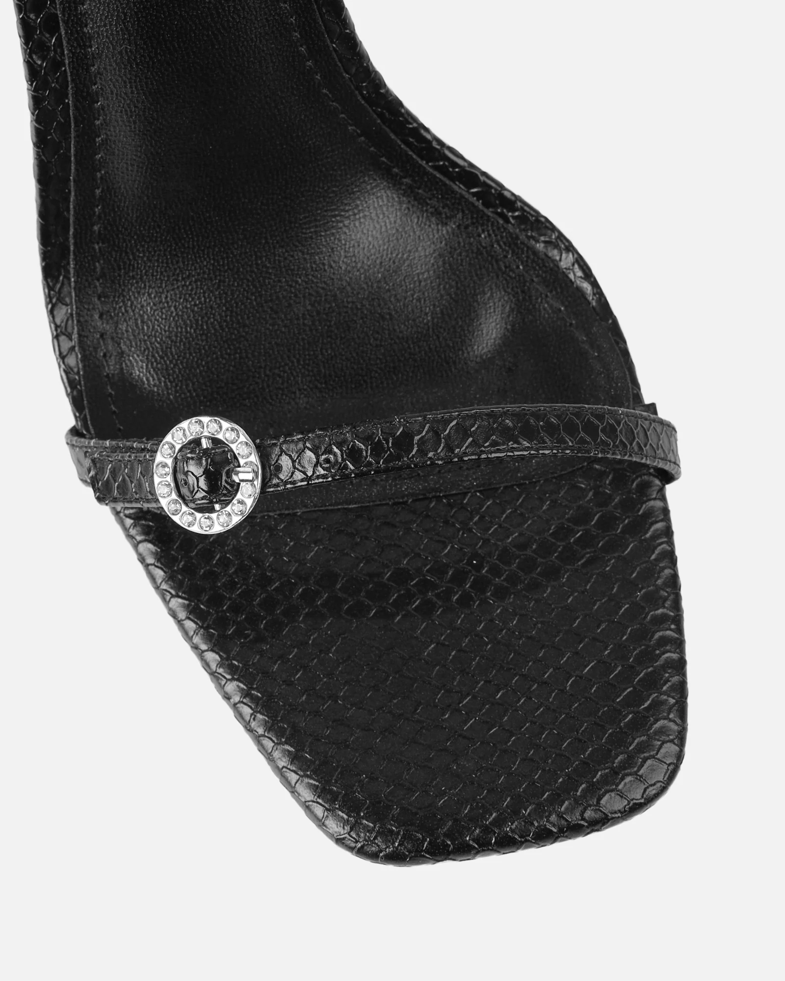 Beach Black Faux Snake High Heels - Image 4