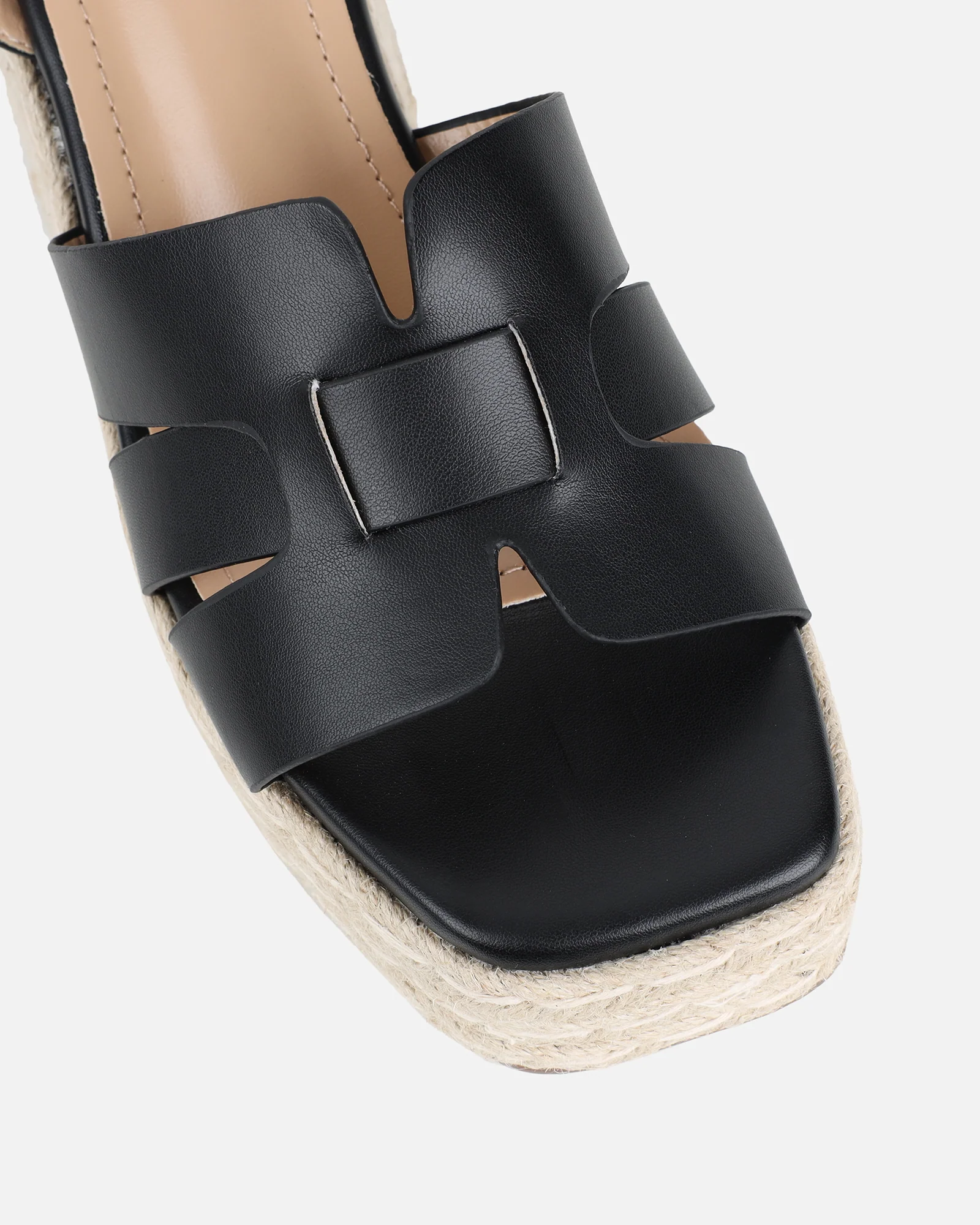 Bellamy Black Wedge Sandals - Image 4