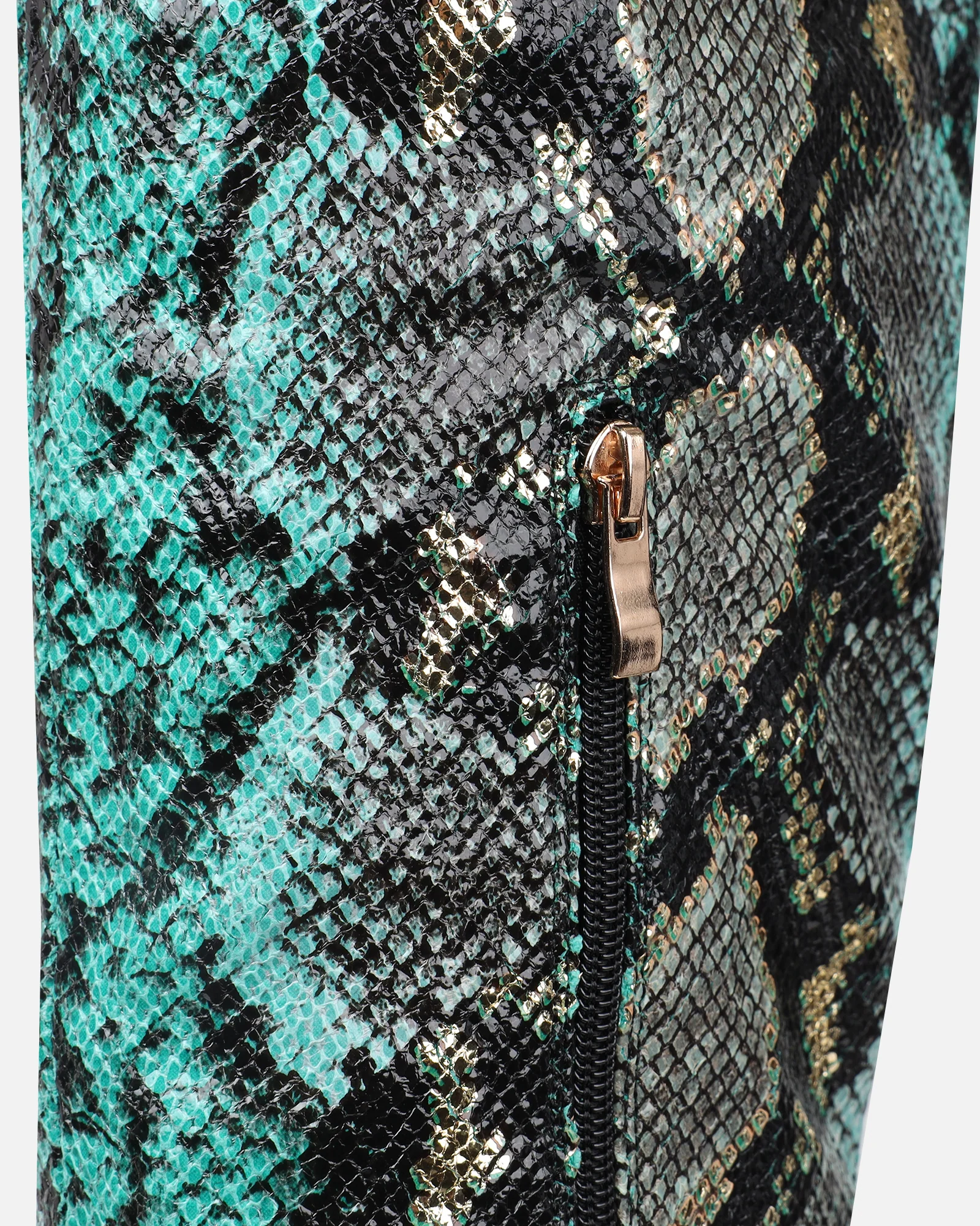 Bentoni Green Snake Effect Knee Boots - Image 3