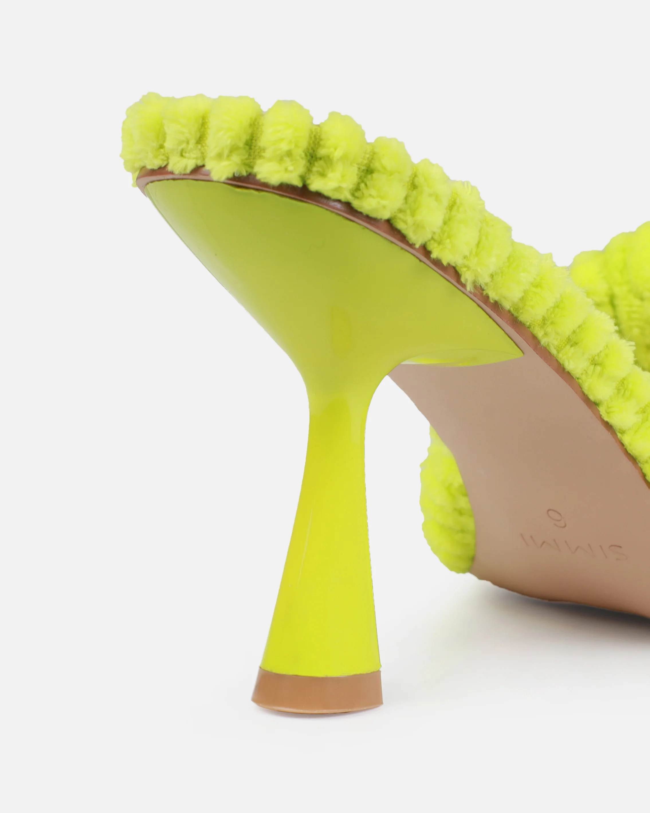 Bora Lime Green Towel Knot Mid Heel Mules - Image 3