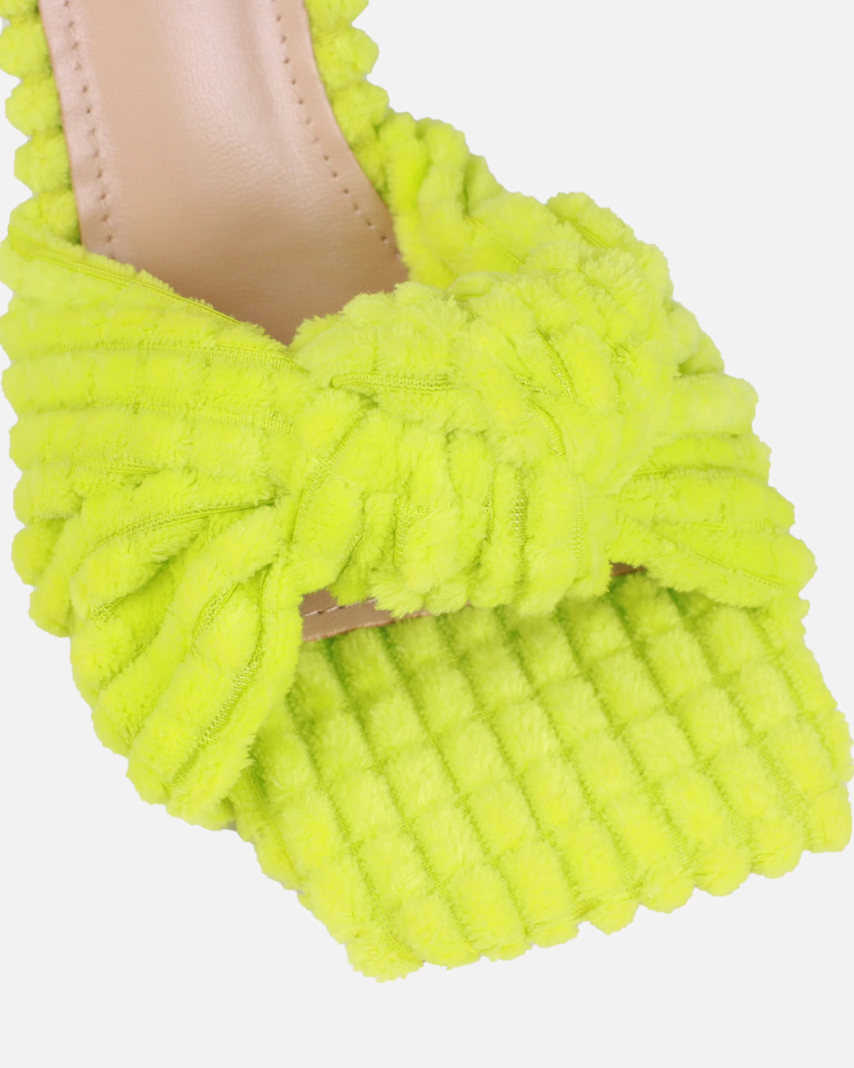 Bora Lime Green Towel Knot Mid Heel Mules - Image 4