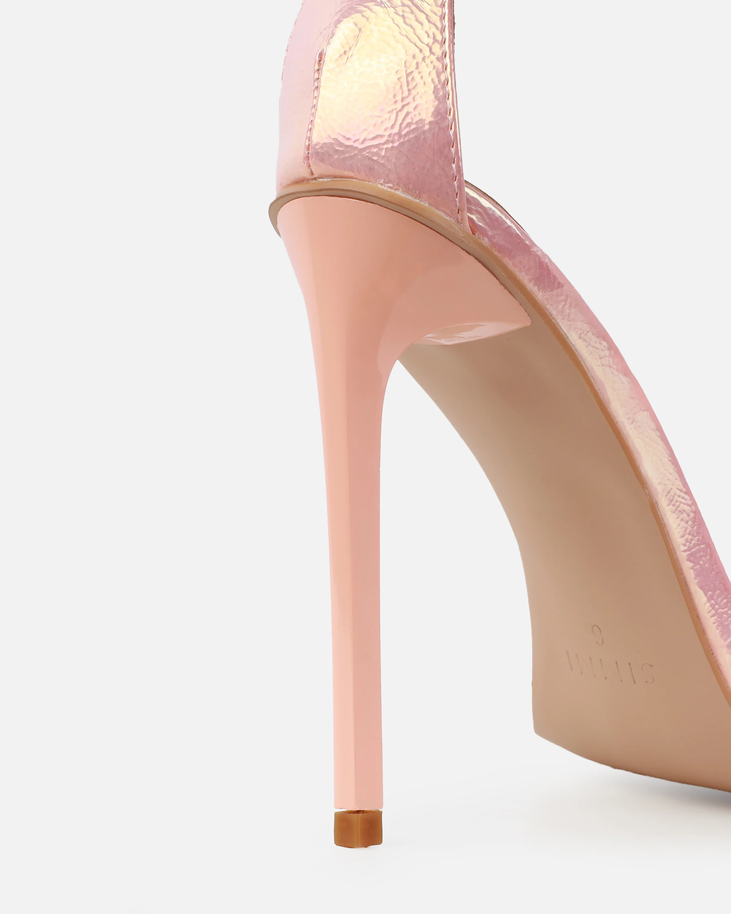 Bow pink iridescent diamante bow trim heels - Image 3