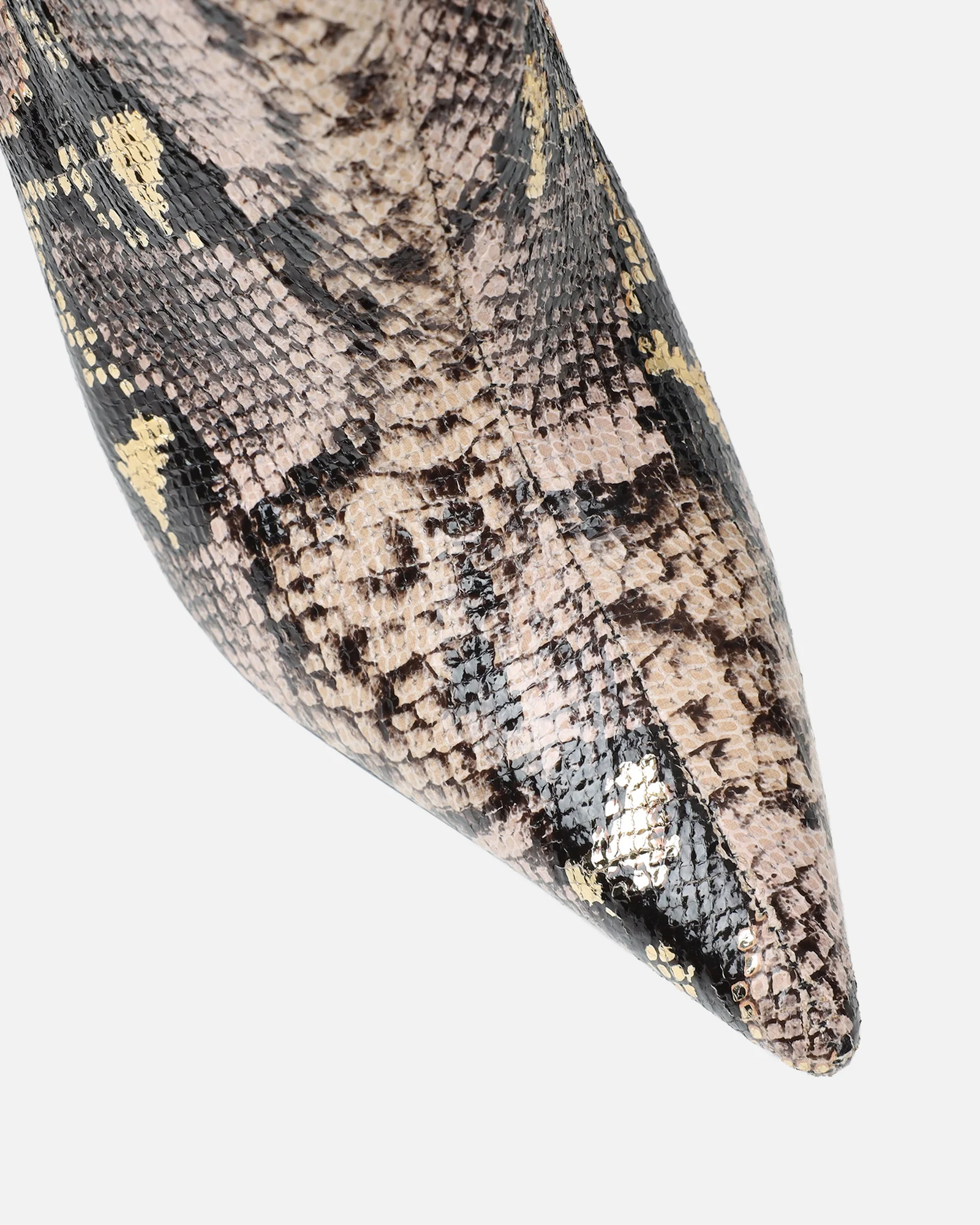 Brette Beige Snake Effect Ruched Heeled Boots - Image 4