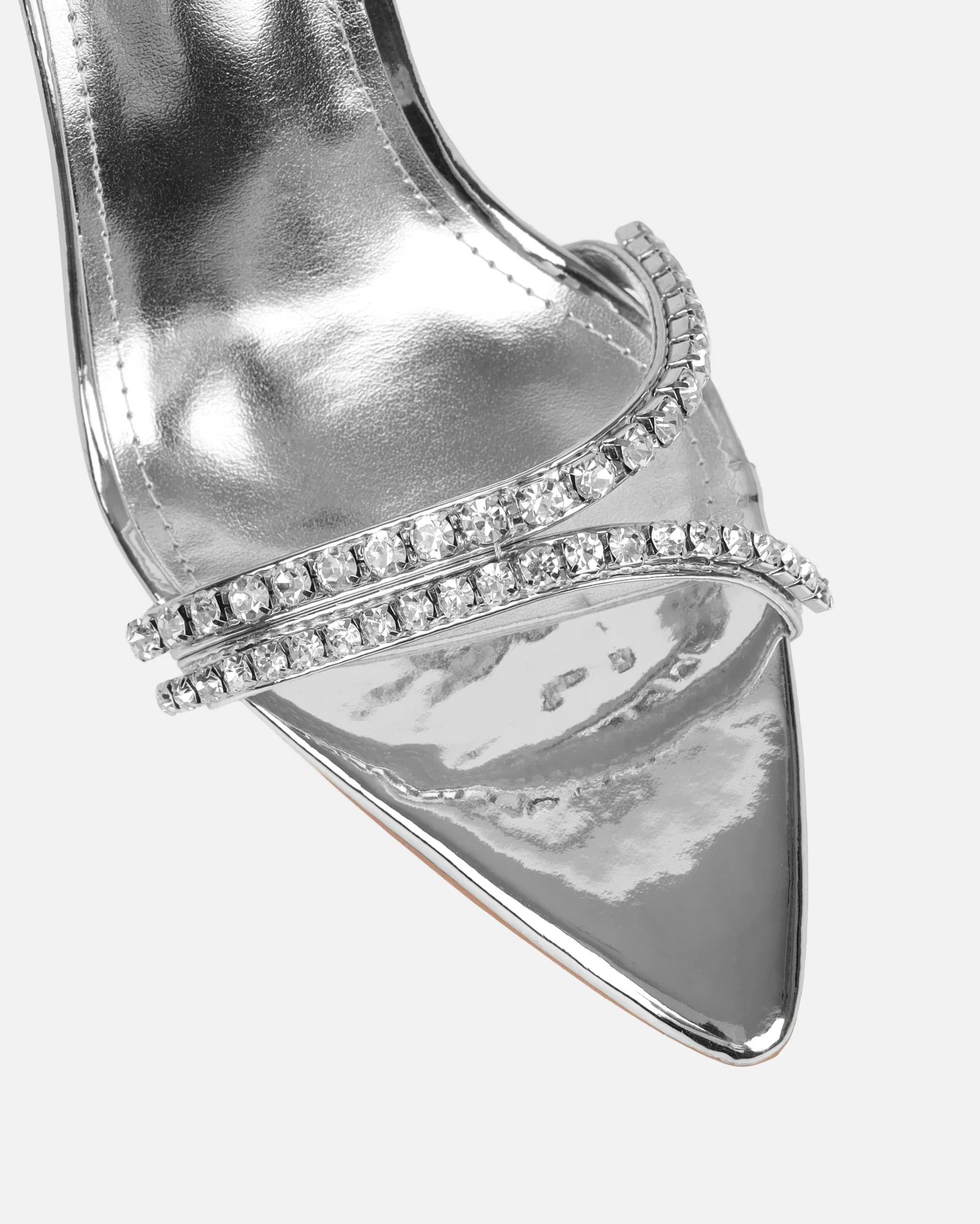 Brielle Silver Diamante Heeled Sandals - Image 4