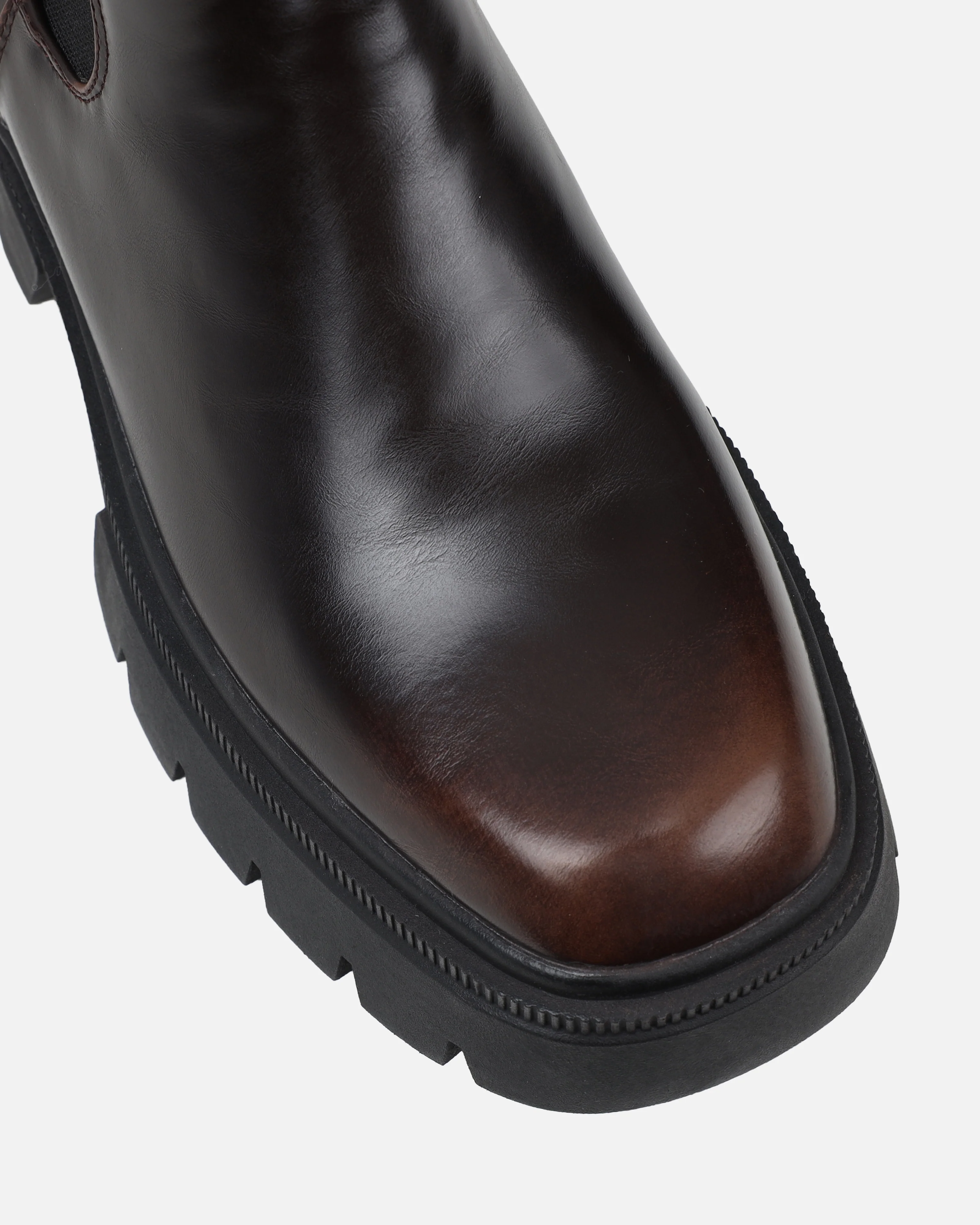 Brookes Brown Burnished Knee High Chunky Boots - Image 4