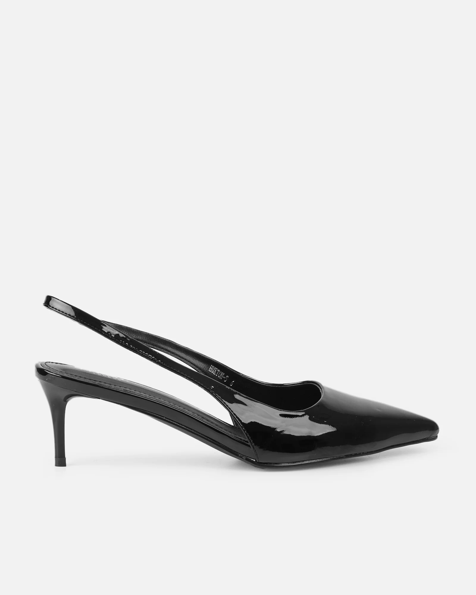 Cecily Black Patent Low Sling Back Court Shoes - Image 2