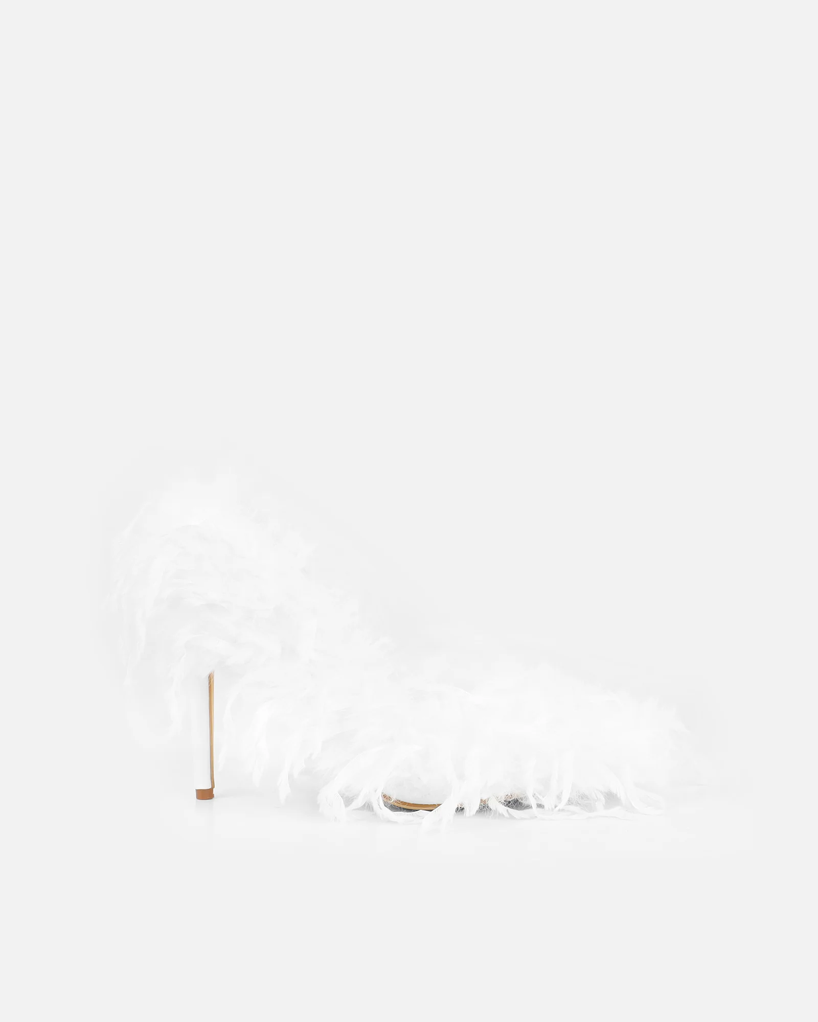 Charlee White Faux Feathered Court Shoes - Image 2