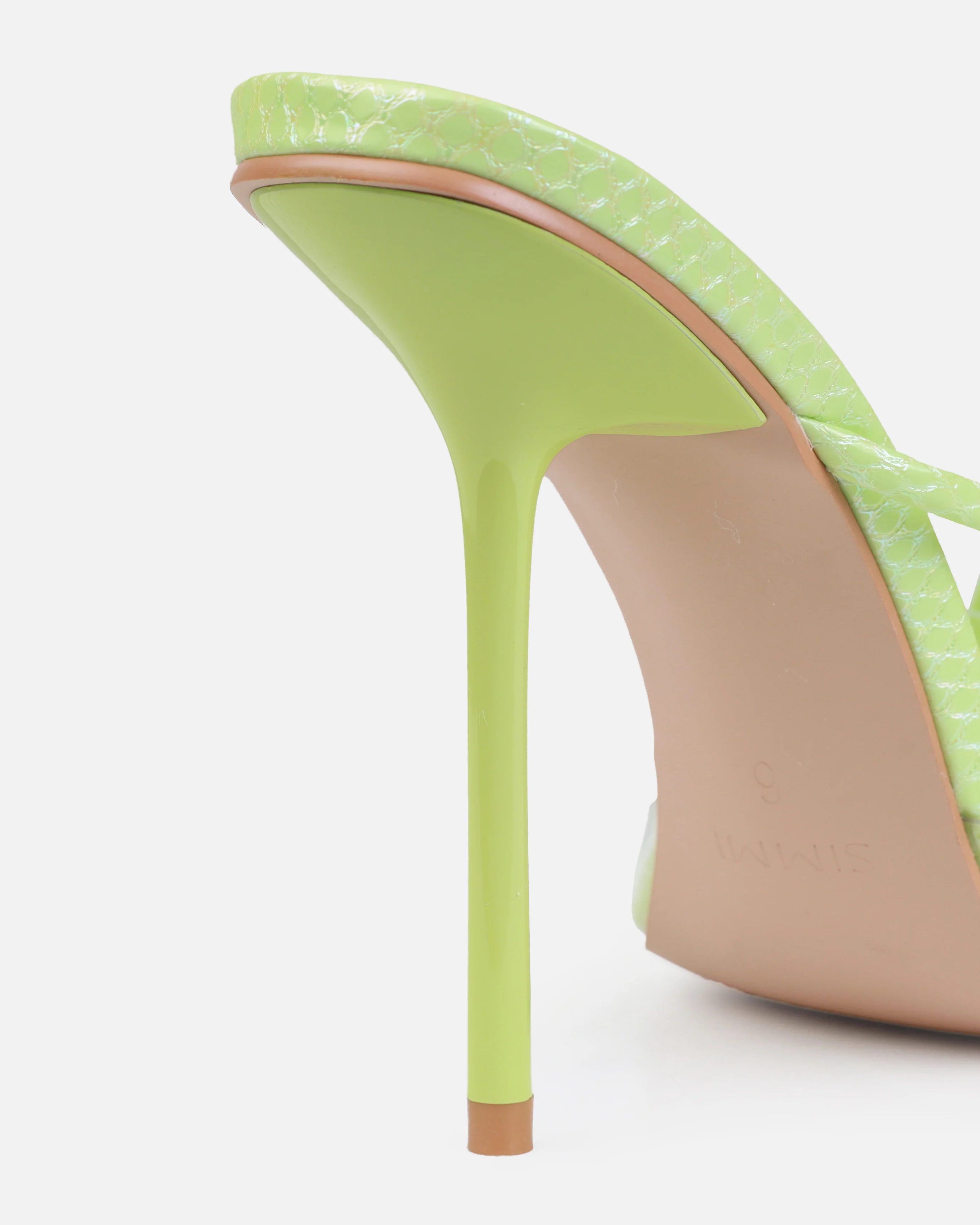 Chita Green Faux Snake Print Clear Toe Thong Mules - Image 3