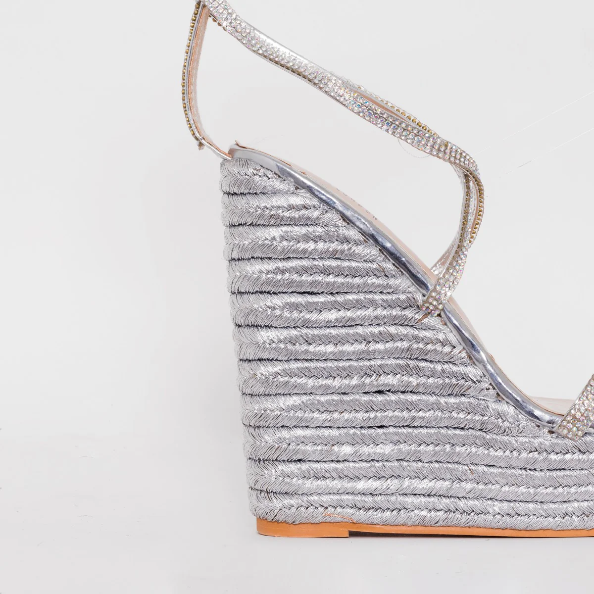 Ciara Wide Fit Silver Mirror Espadrille Wedges - Image 3