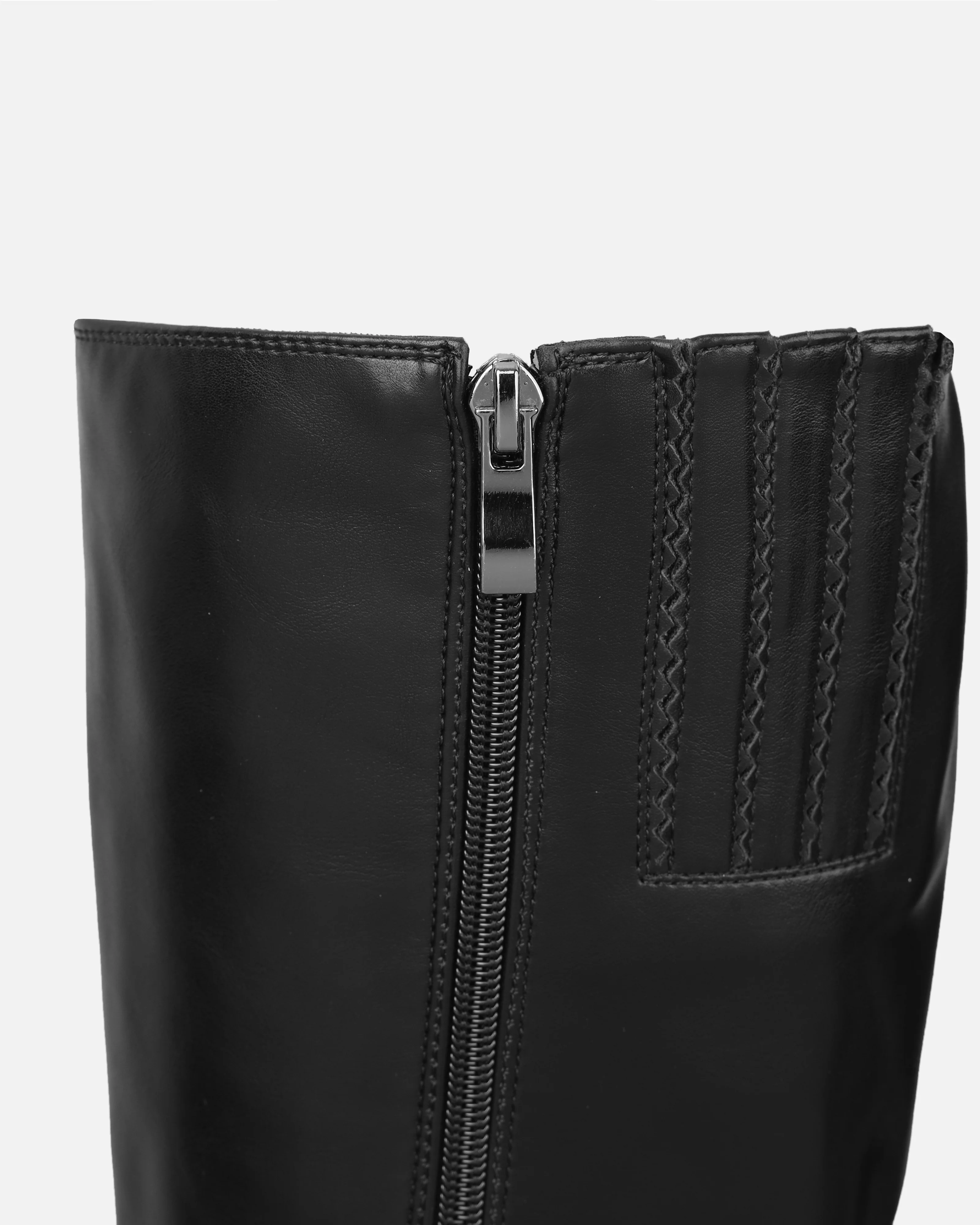 Collins Black Harness Knee High Biker Boots - Image 3
