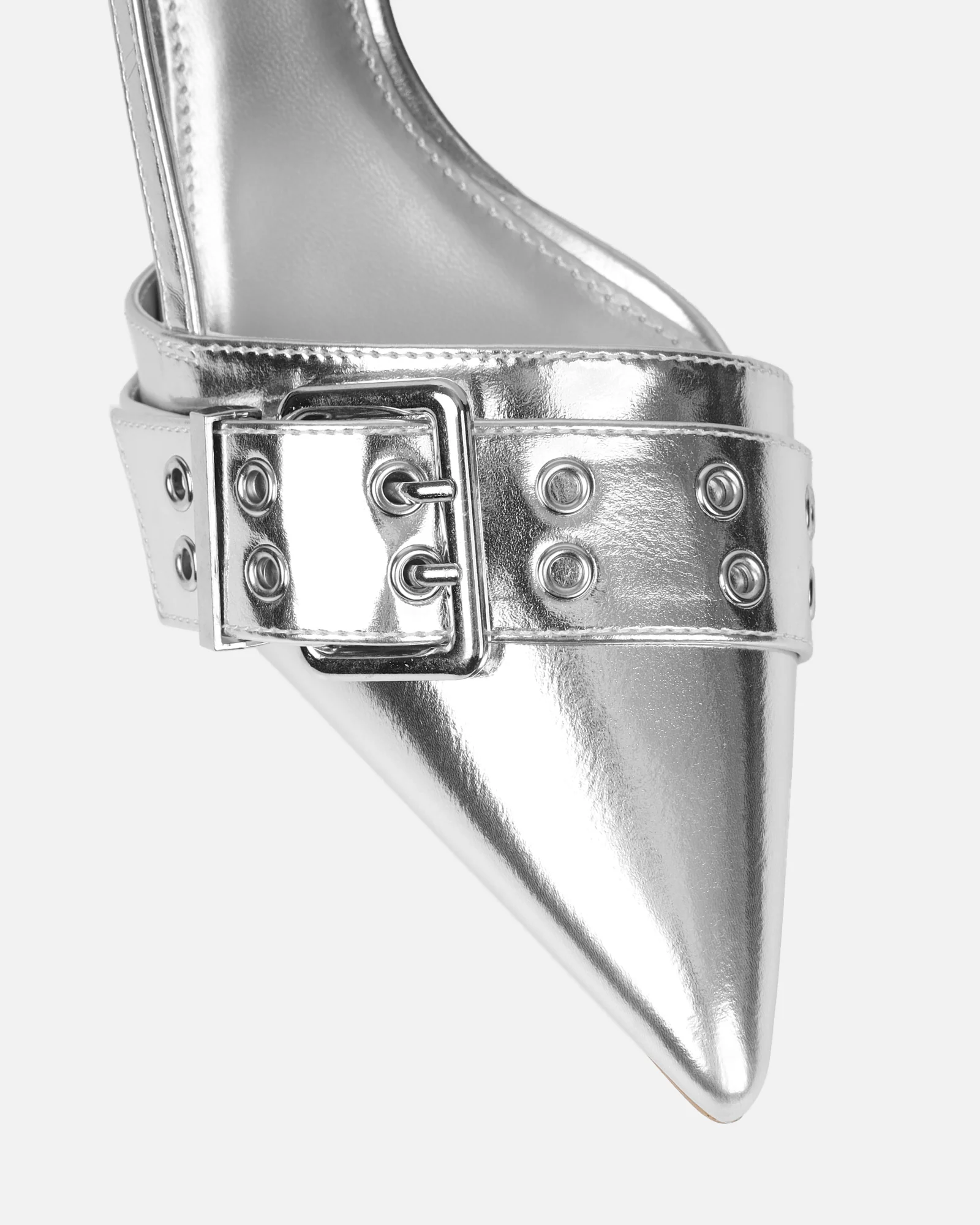 Dala Silver Metallic Low Court Shoes - Image 4