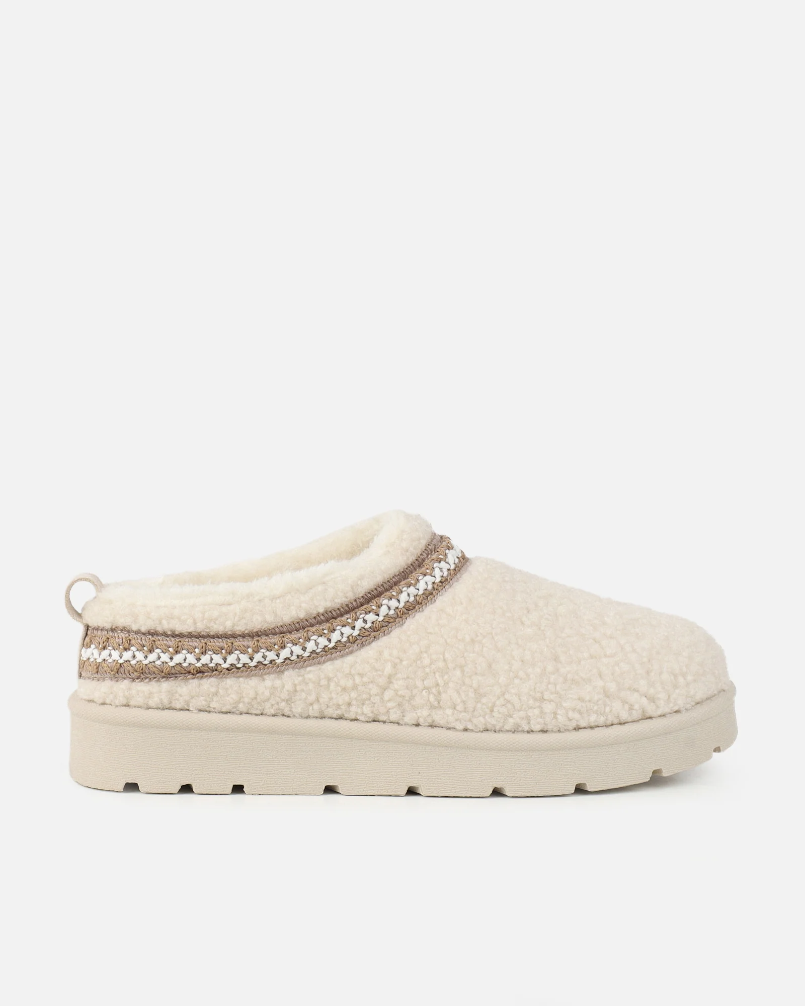 Darick Beige Borg Backless Slippers - Image 2