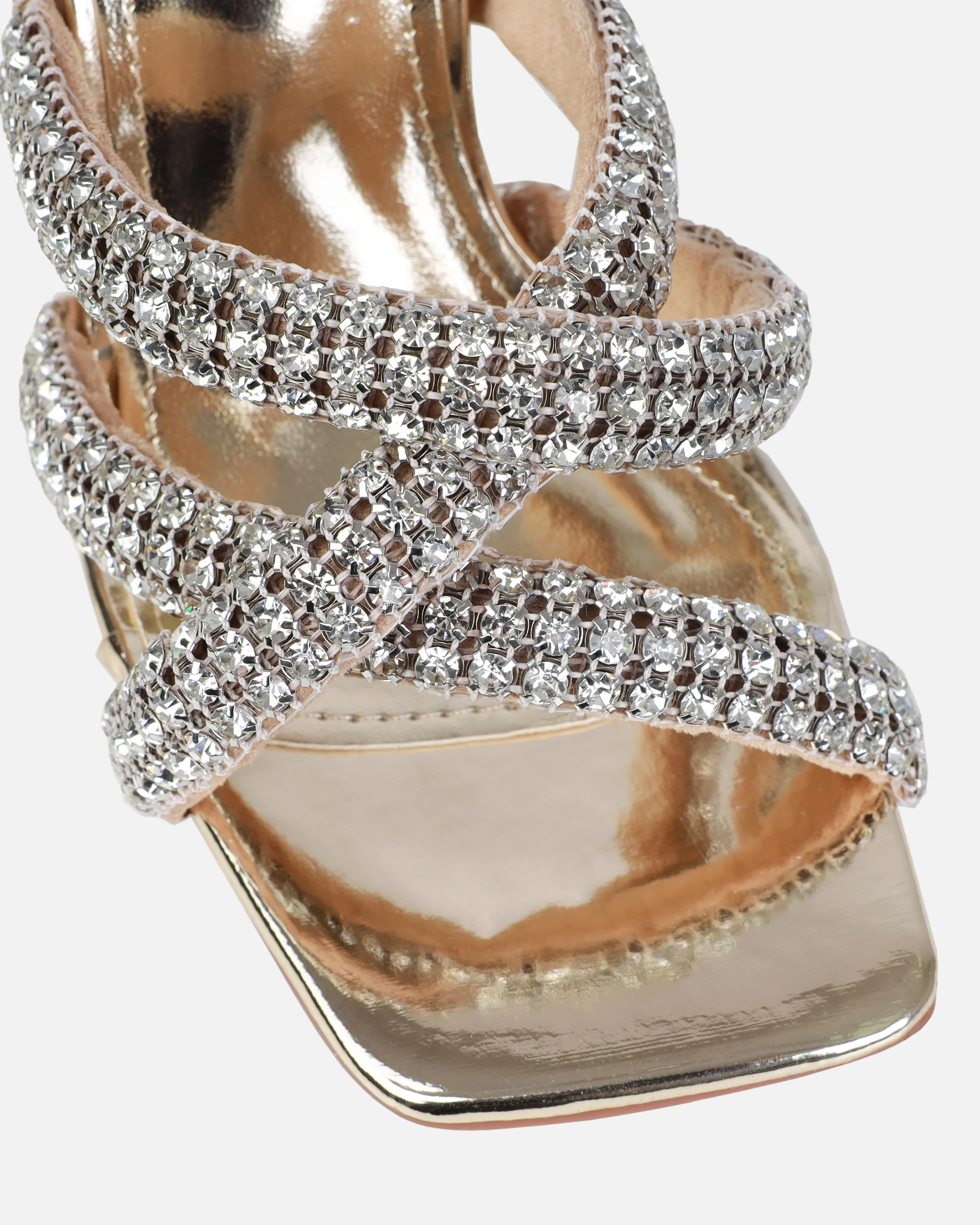 Davitah Gold Diamante Block Heel Mules - Image 4