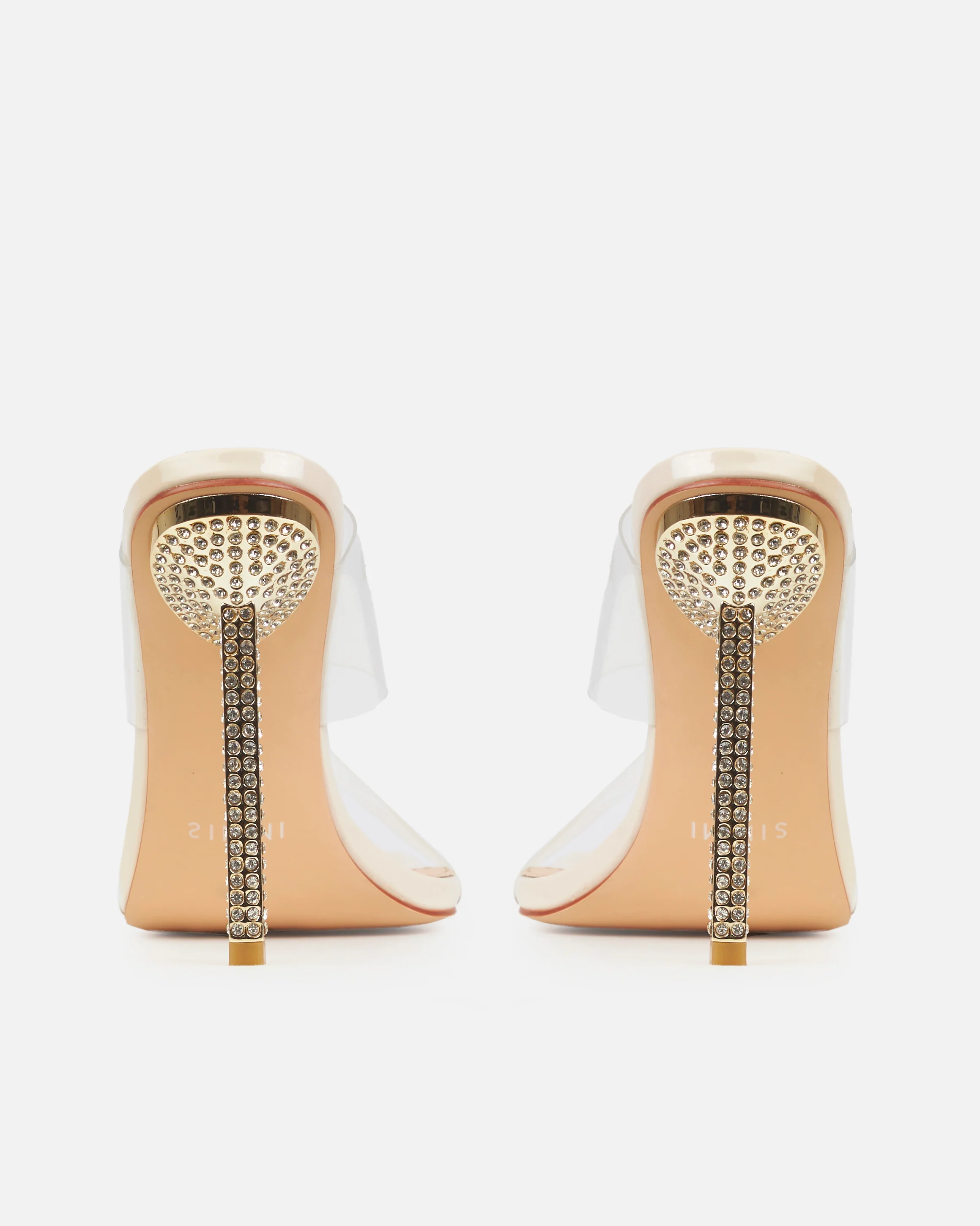 Deja Wide Stone Clear Strappy Diamante Heels - Image 3