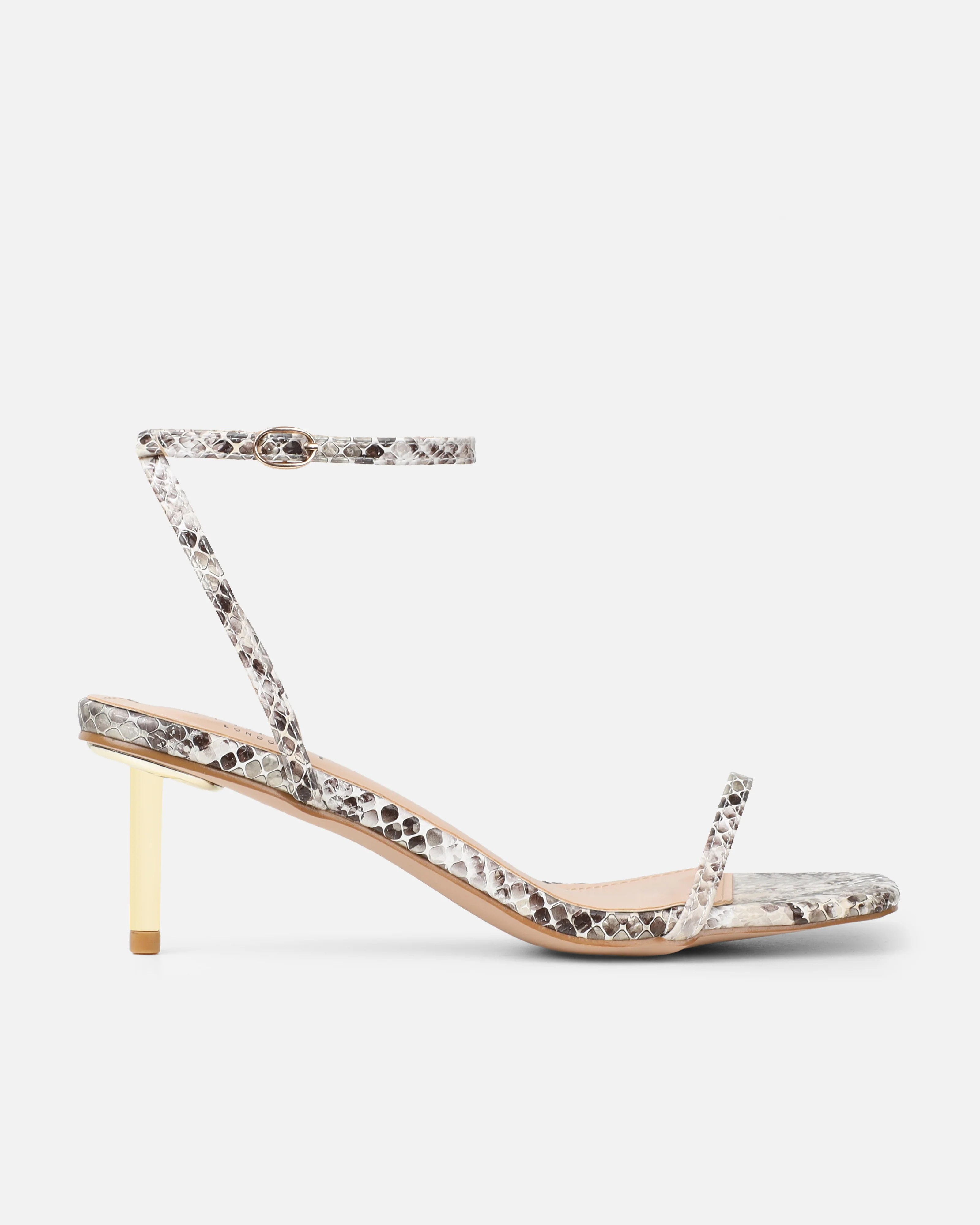 Devon Beige Snake Low Heeled Sandals - Image 2