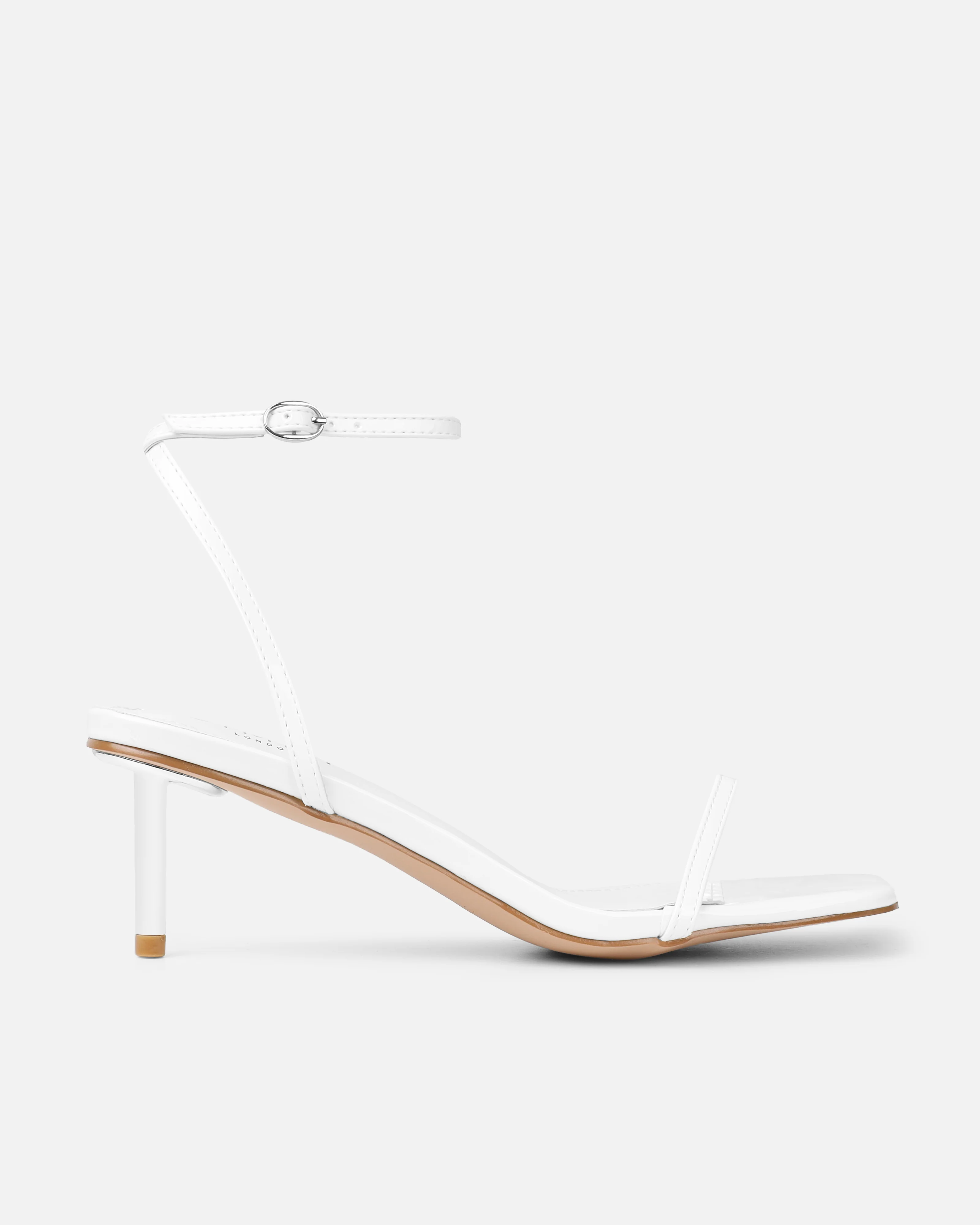 Devon White Patent Low Heeled Sandals - Image 2