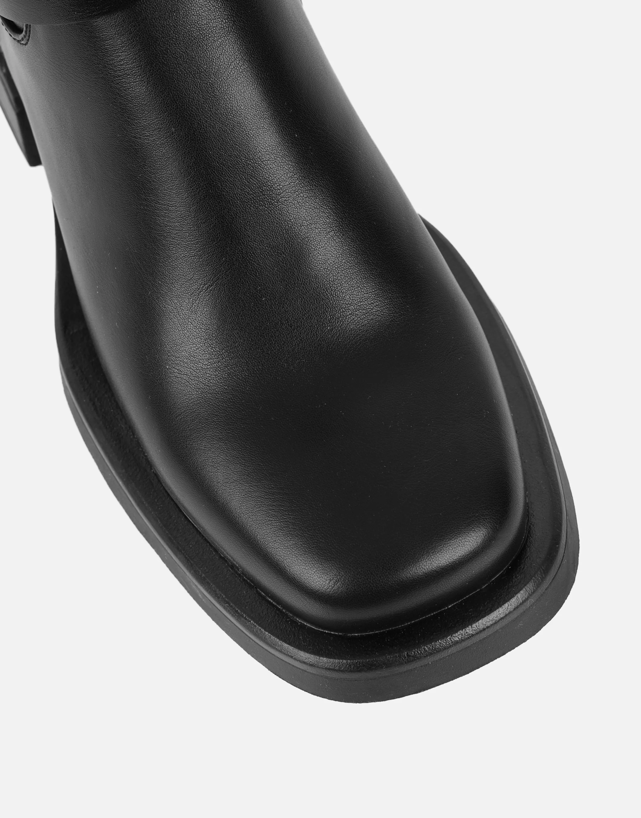 Dilly Black Knee High Buckle Detail Sock Boots - Image 5