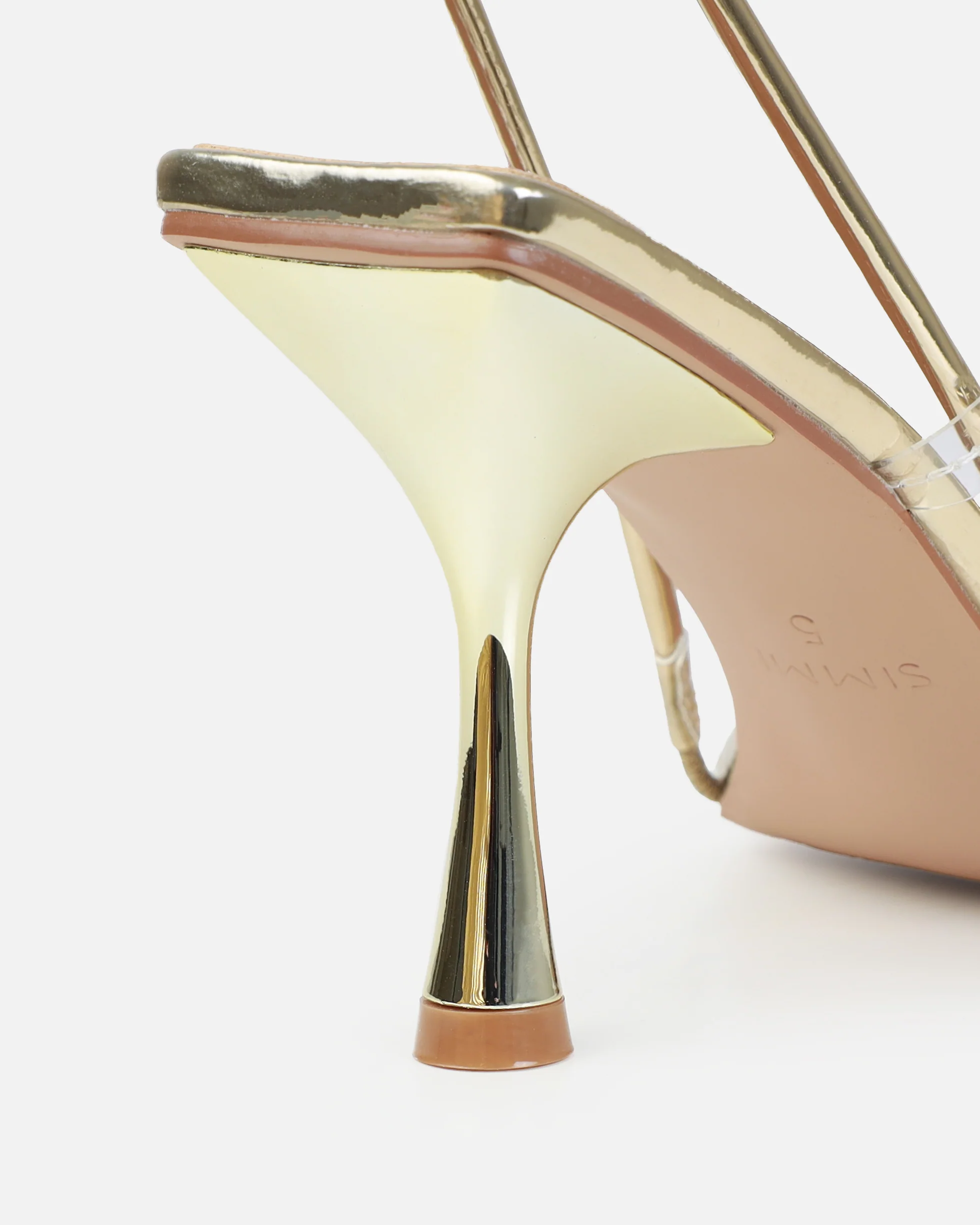 Dionne Crowe Confetti Gold Clear Diamante Mid Heel Mules - Image 3