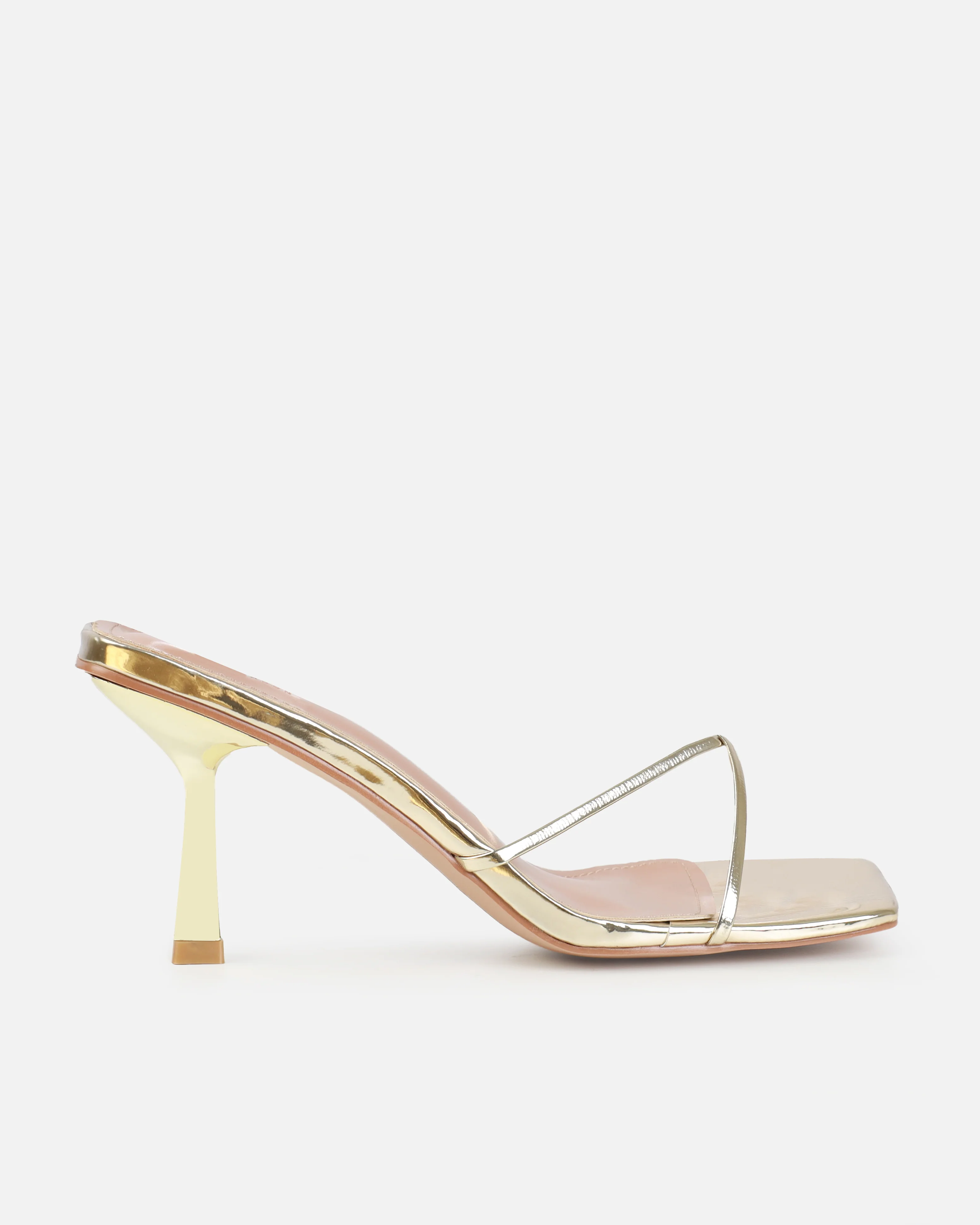 Dionne Crowe Corsage Gold Mid Heel Mules - Image 2