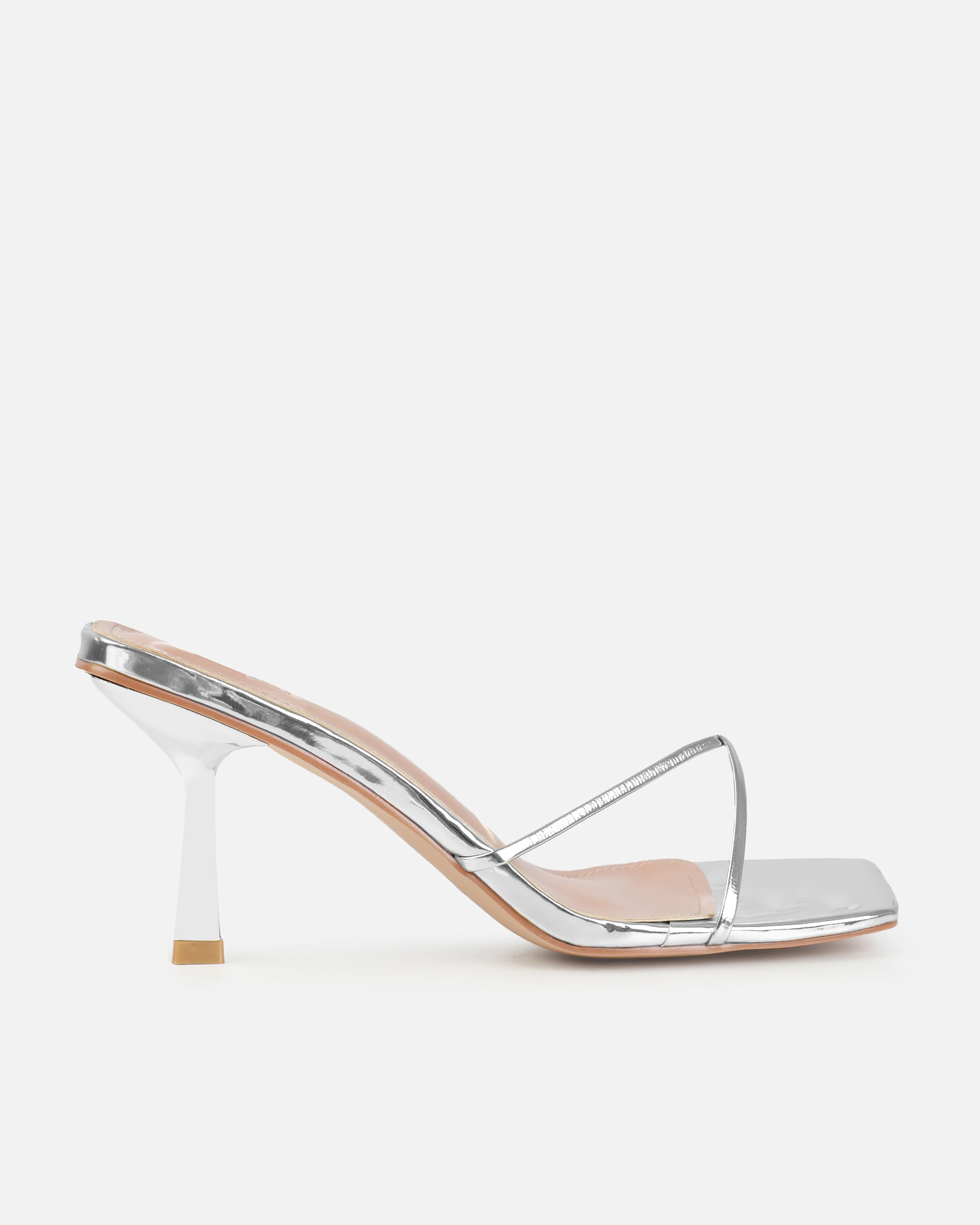 Dionne Crowe Corsage Silver Mid Heel Mules - Image 2