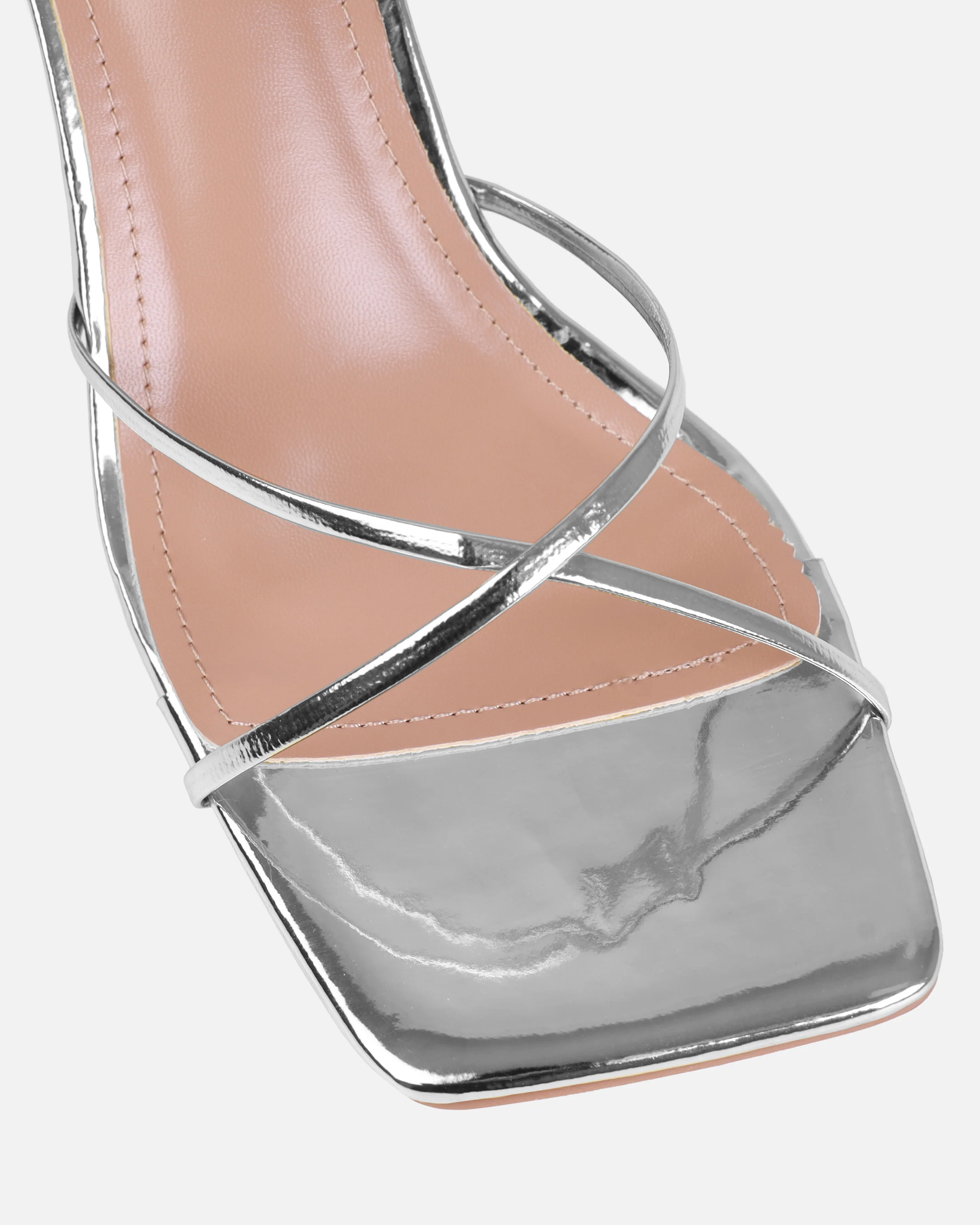 Dionne Crowe Corsage Silver Mid Heel Mules - Image 4